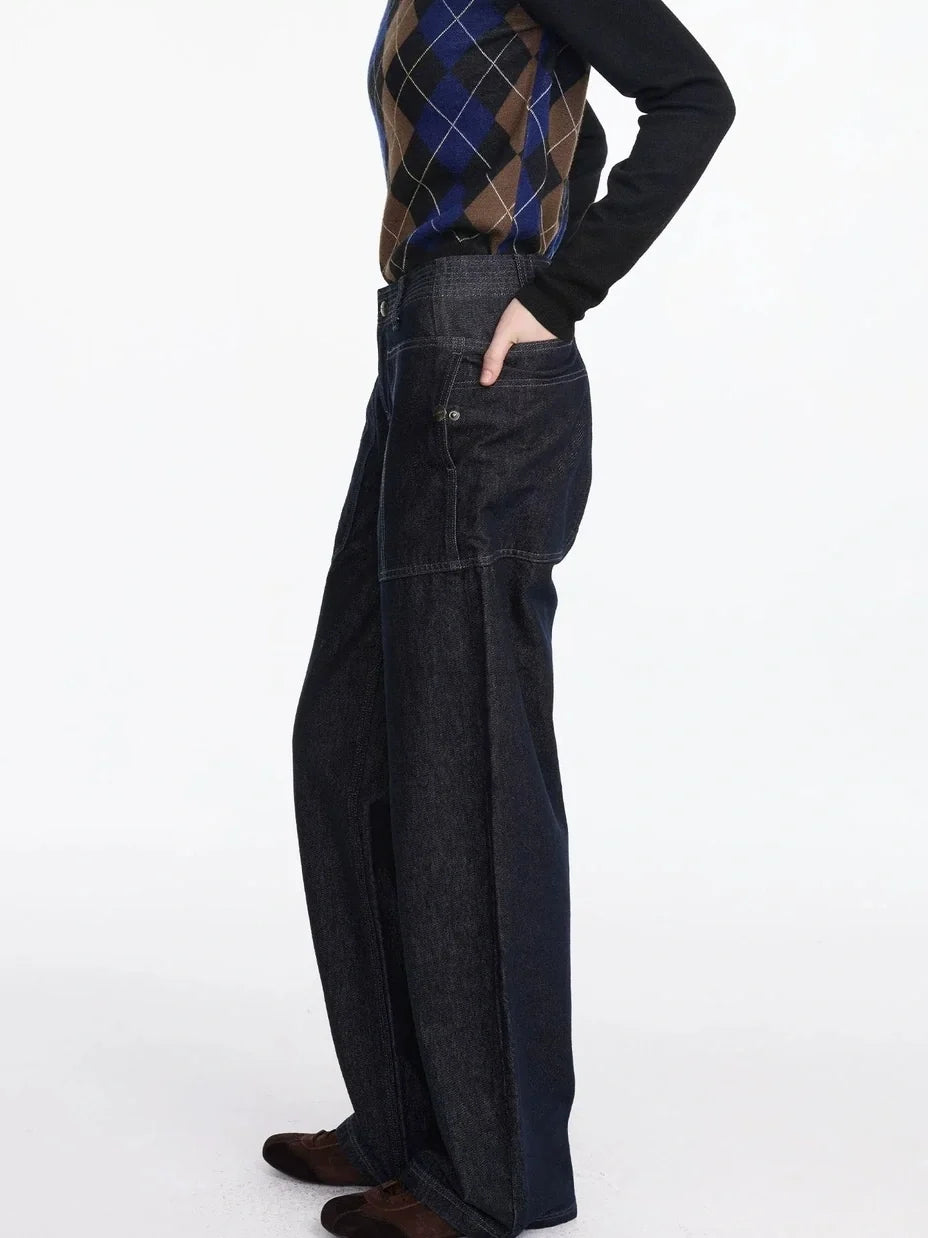Low Rise Baggy Pocket Jeans With Sword Cut