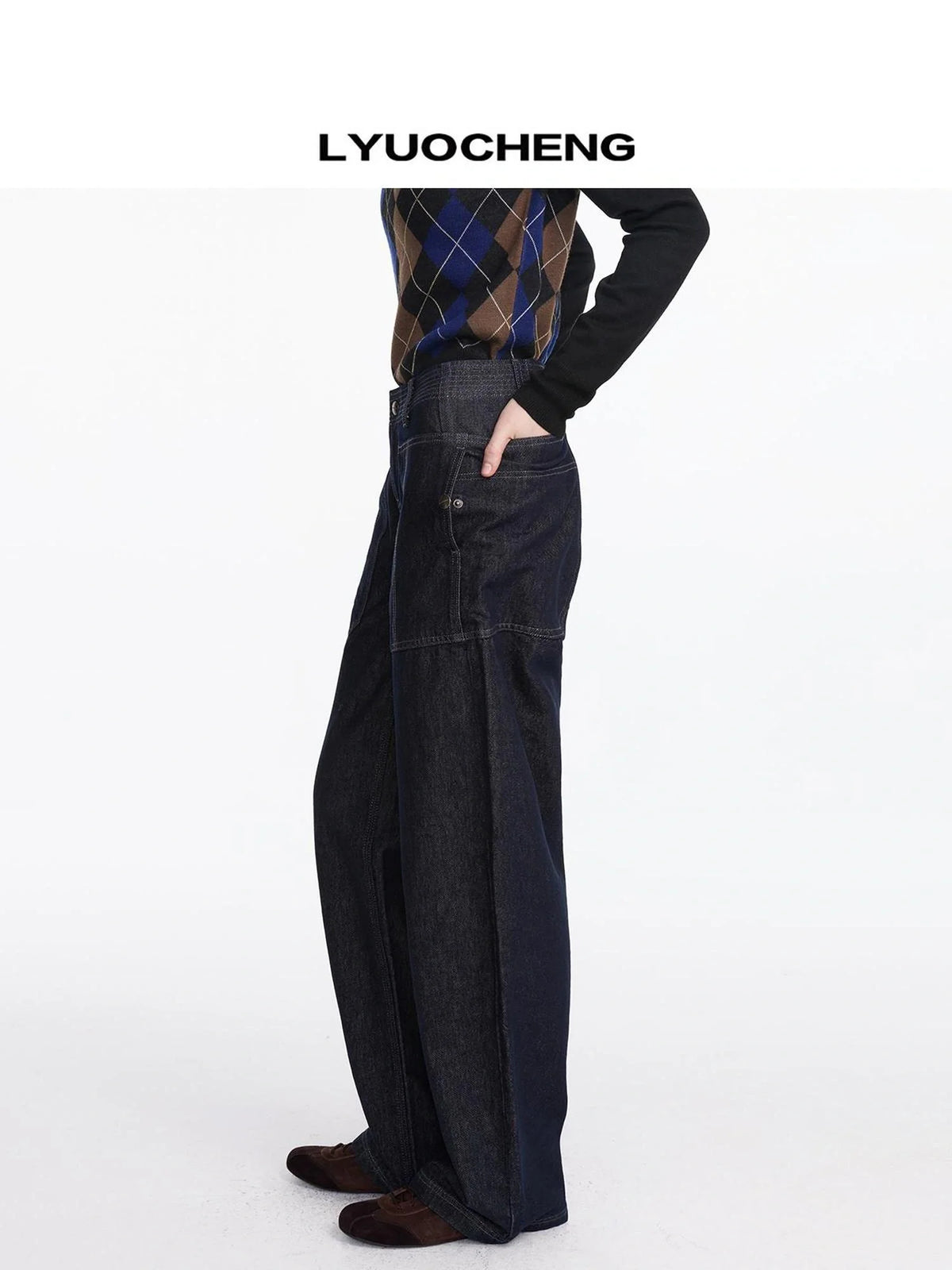 Low Rise Baggy Pocket Jeans With Sword Cut