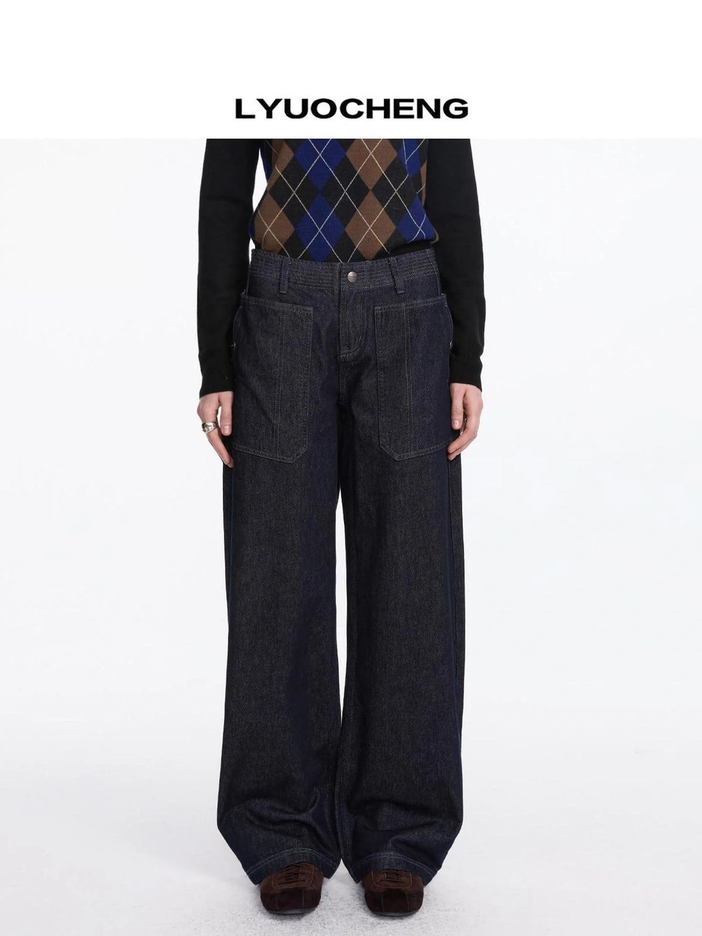 Low Rise Baggy Pocket Jeans With Sword Cut