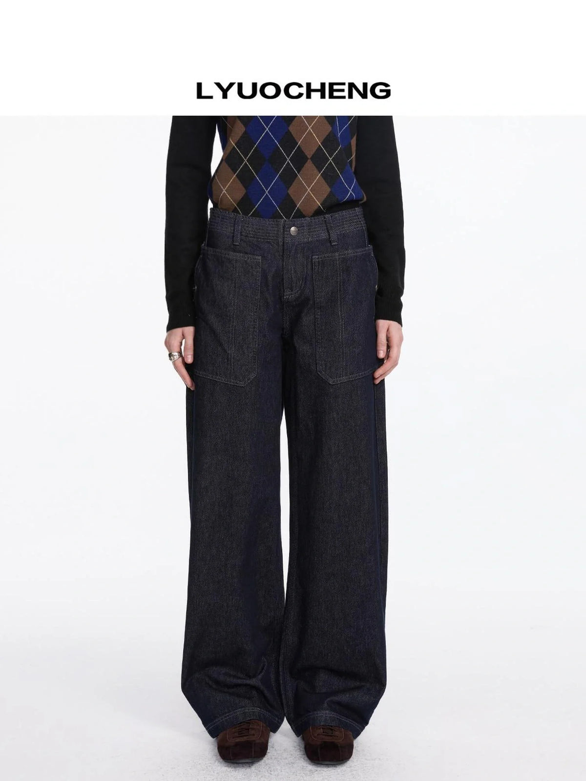 Low Rise Baggy Pocket Jeans With Sword Cut