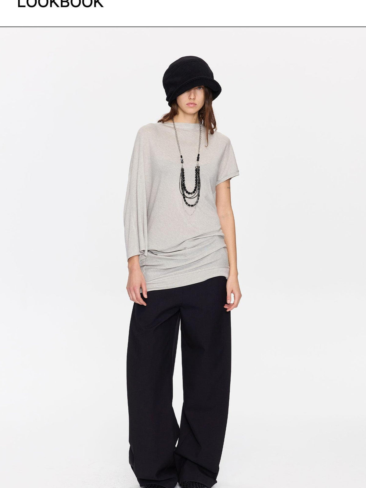 Open Back Irregular Batwing Draped Neck Women's Lyocell Short Sleeve T-shirts