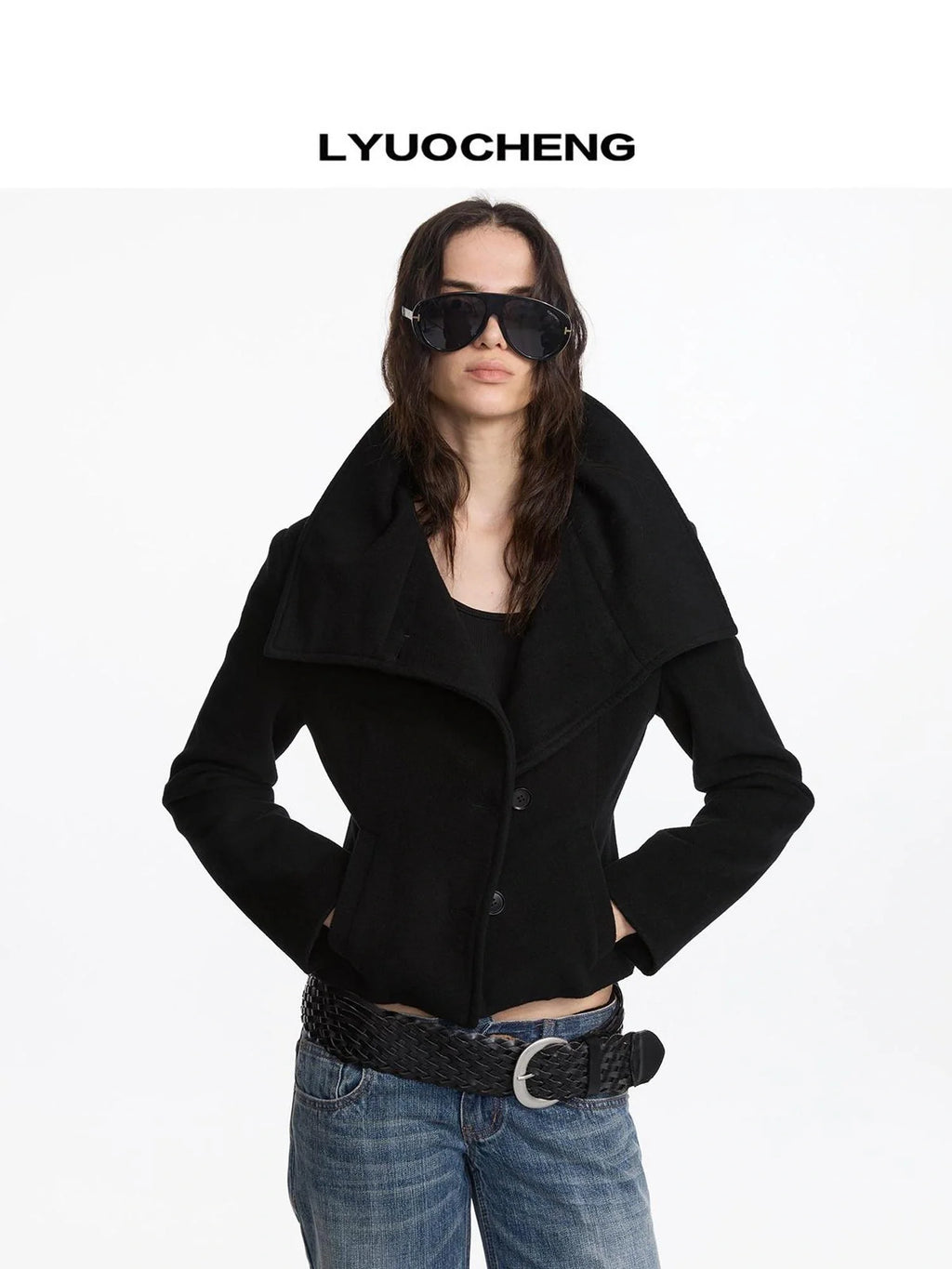 Oversized Lapel Wool Blend Short Coat