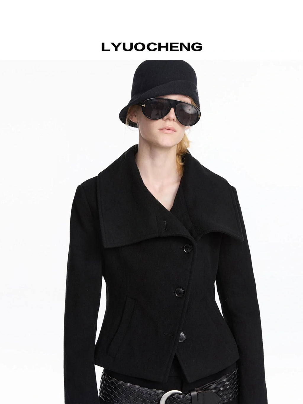 Oversized Lapel Wool Blend Short Coat