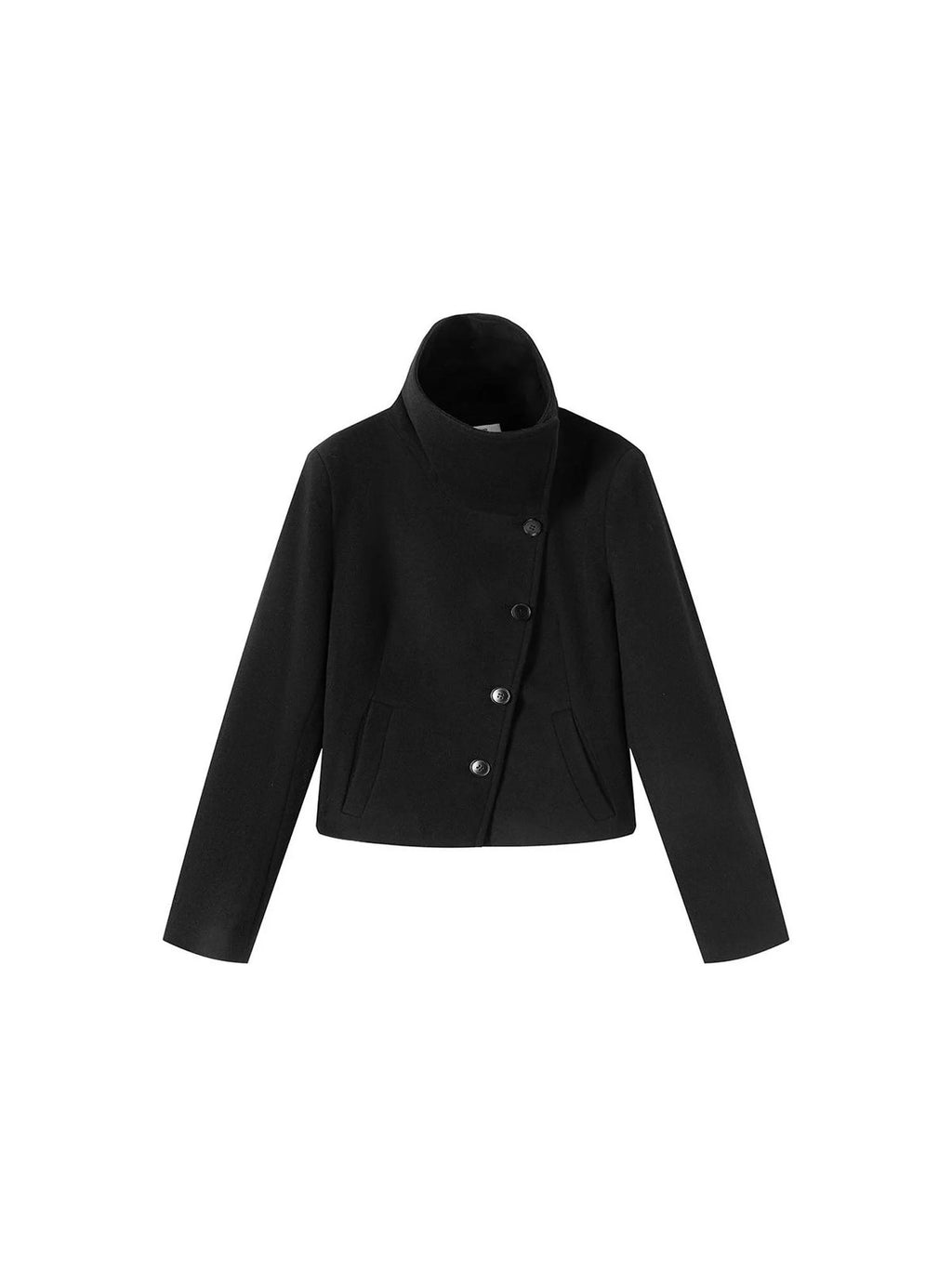 Oversized Lapel Wool Blend Short Coat