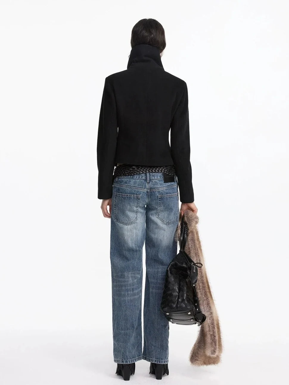 Oversized Lapel Wool Blend Short Coat