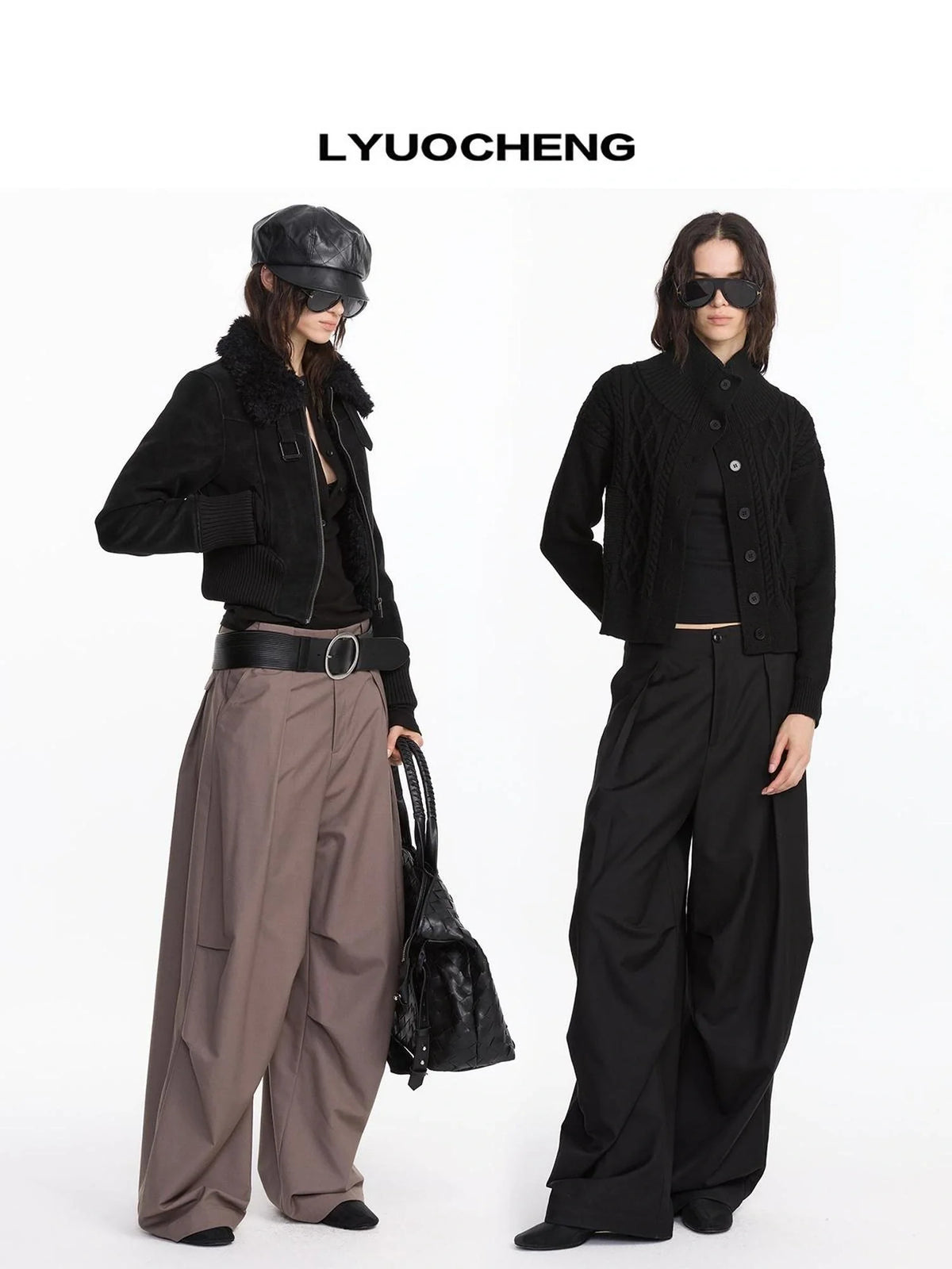 Pleated Wide Leg Trousers