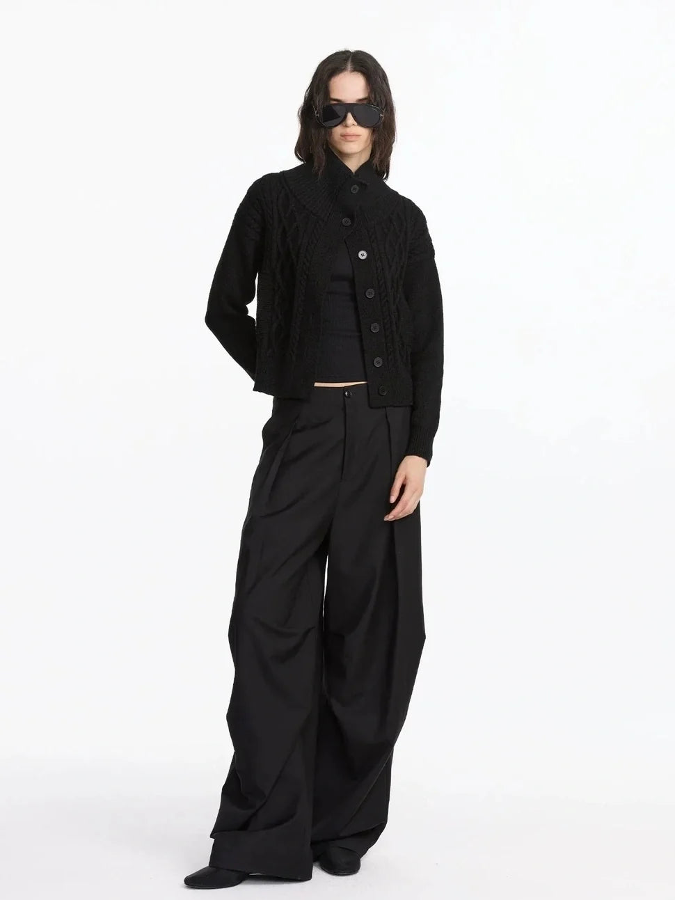 Pleated Wide Leg Trousers