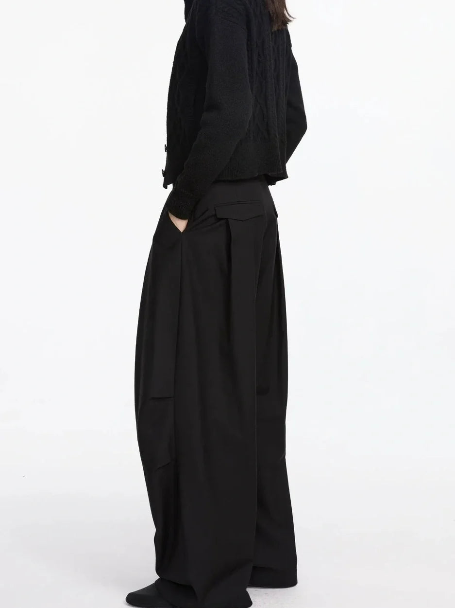 Pleated Wide Leg Trousers