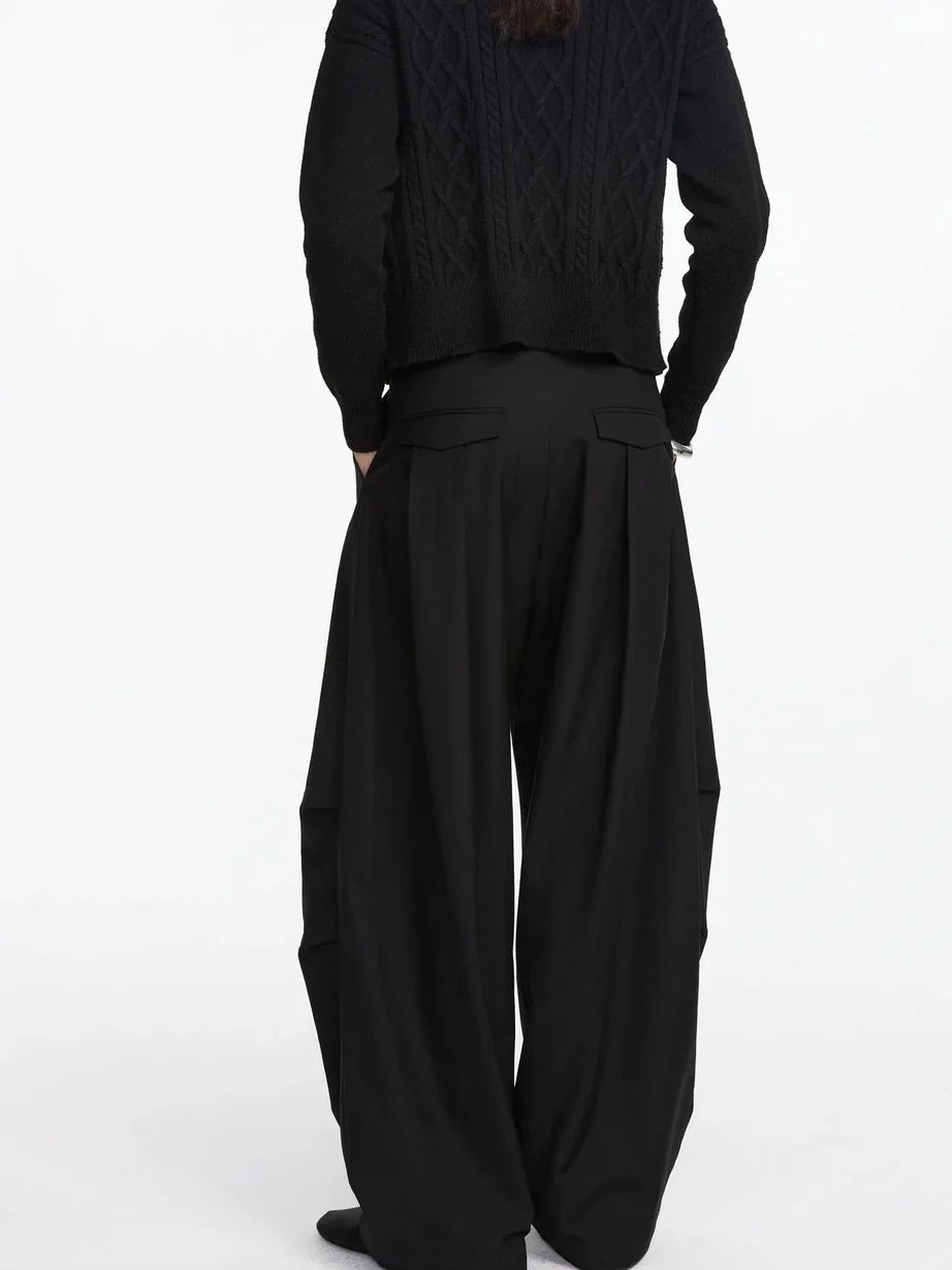 Pleated Wide Leg Trousers