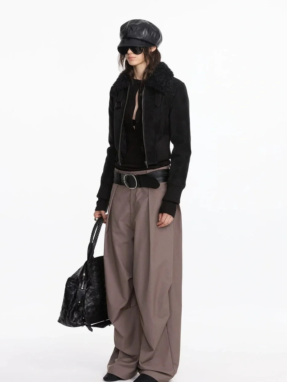 Pleated Wide Leg Trousers