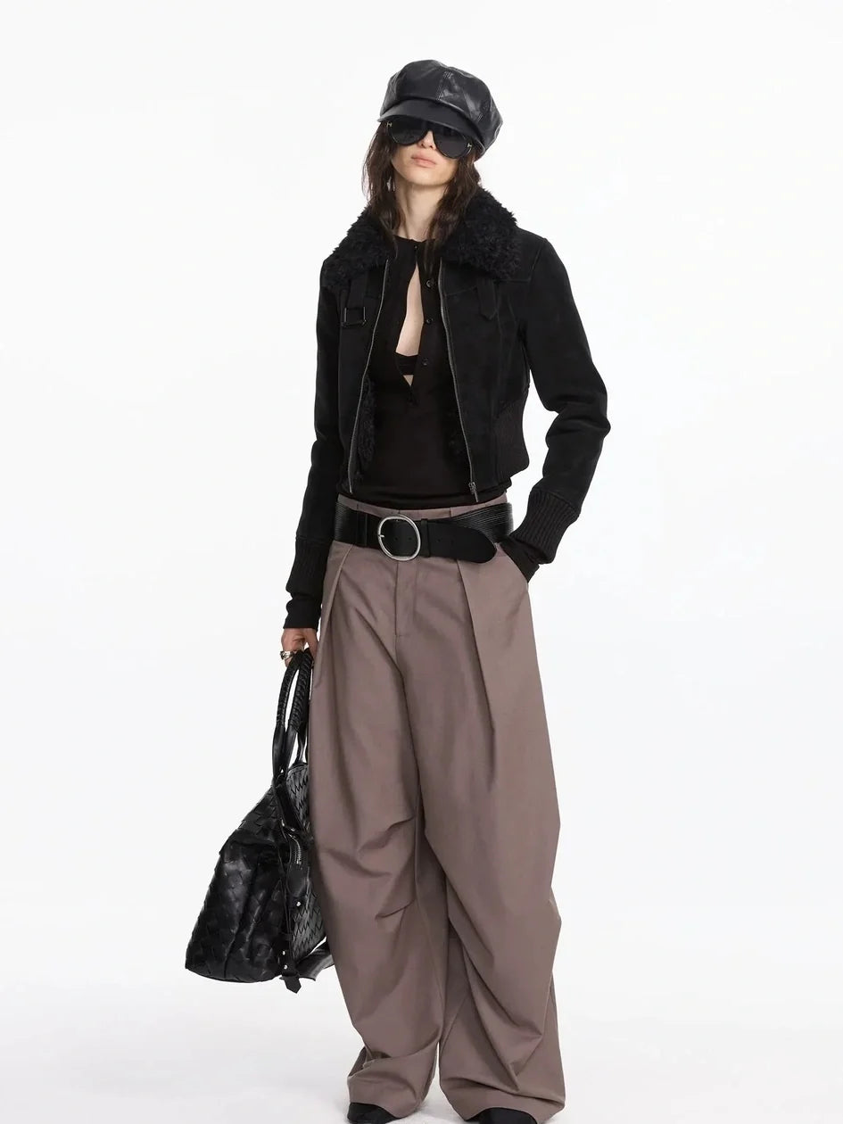 Pleated Wide Leg Trousers