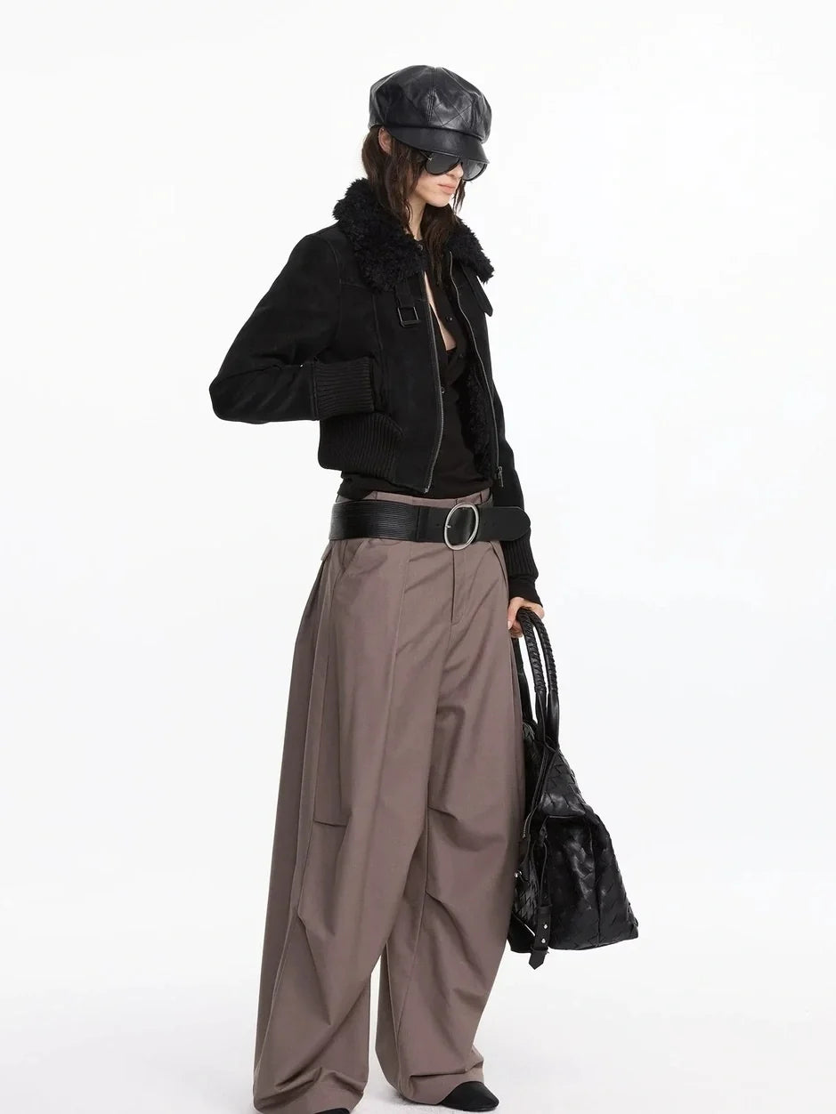 Pleated Wide Leg Trousers