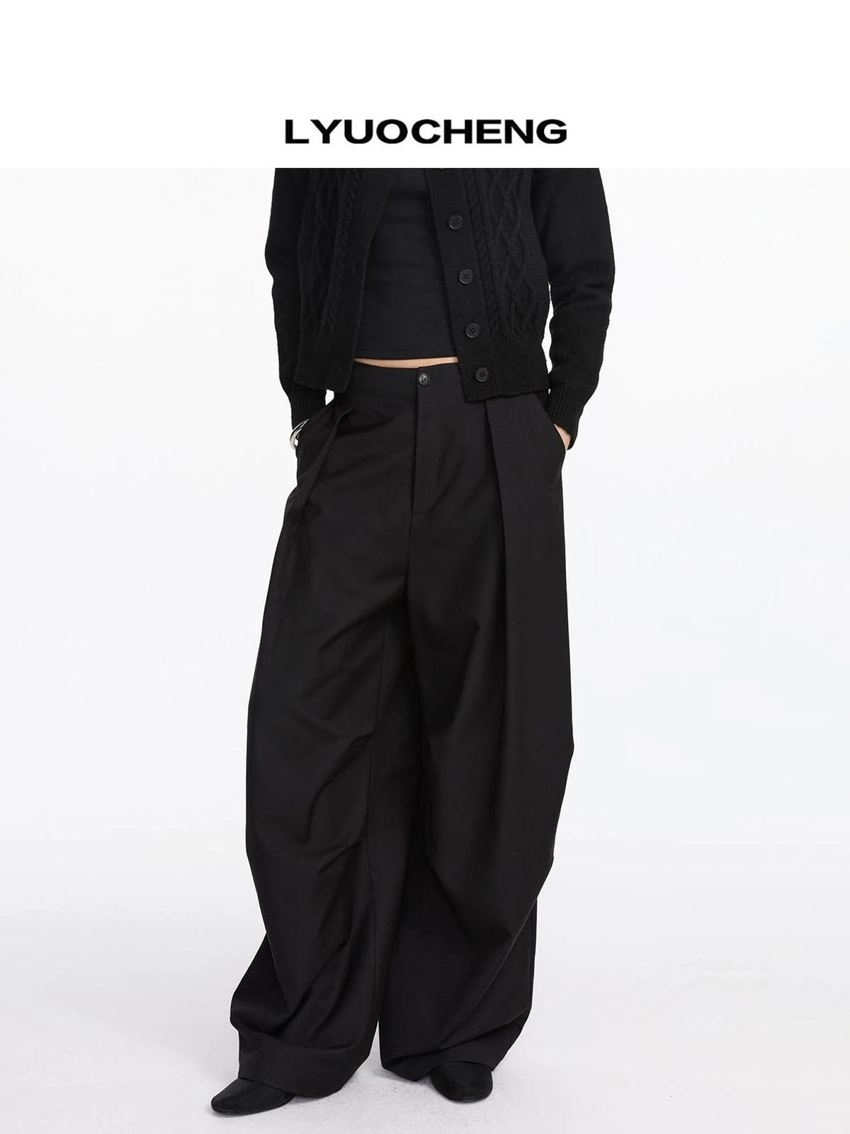 Pleated Wide Leg Trousers