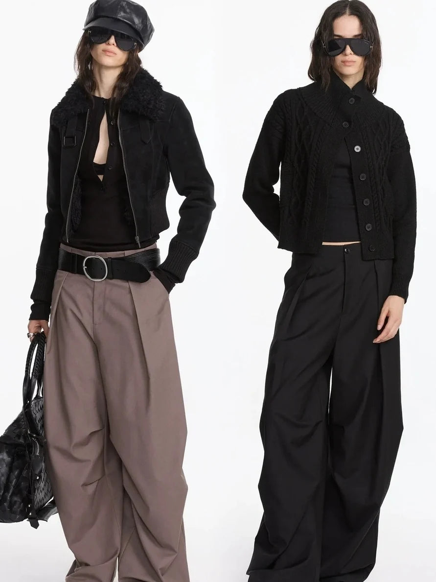 Pleated Wide Leg Trousers