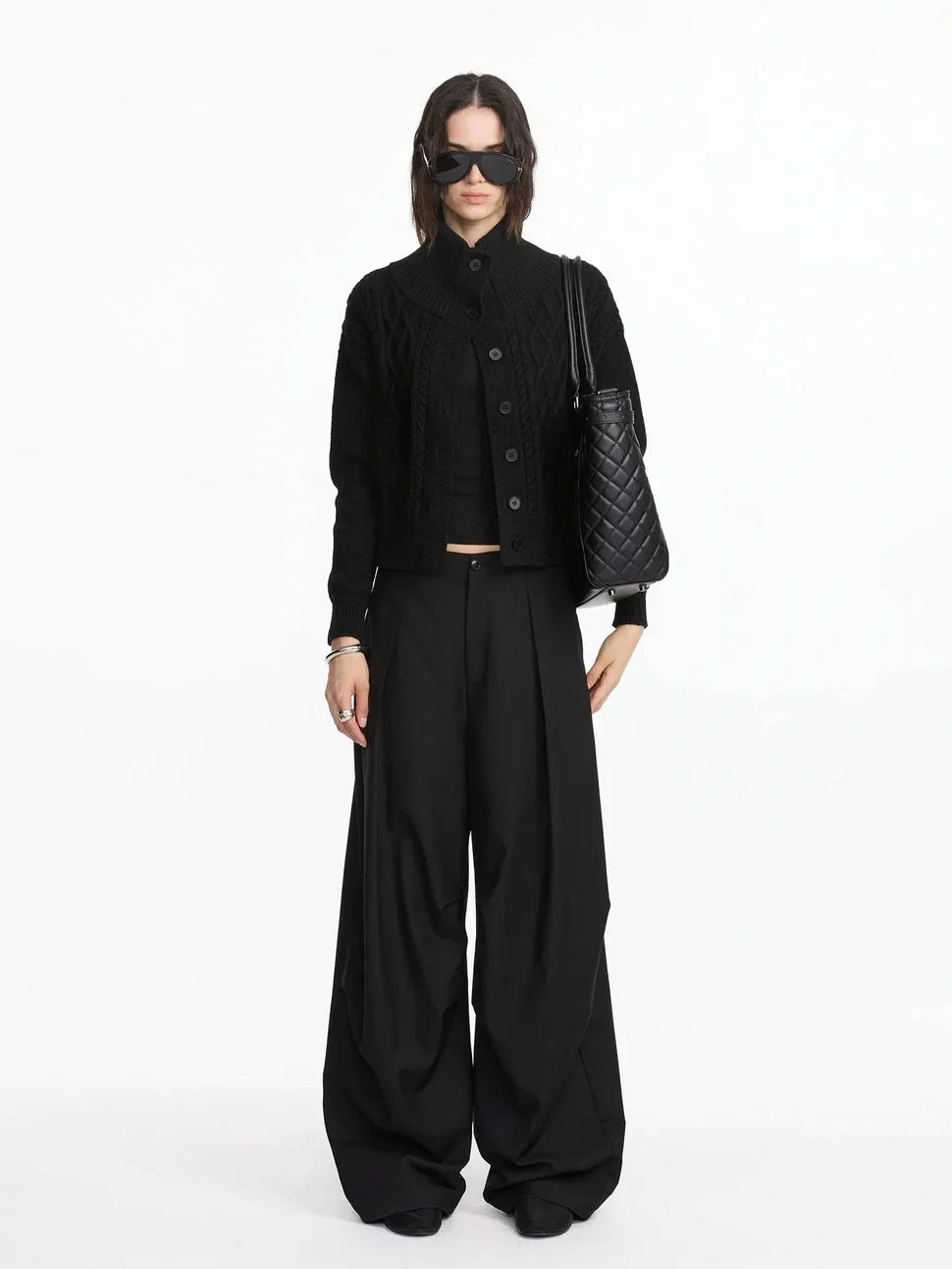 Pleated Wide Leg Trousers