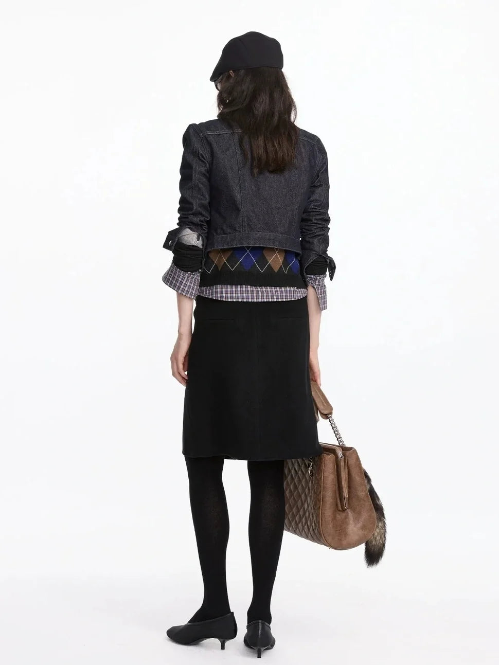 Pleated Wool Blend Midi Skirt