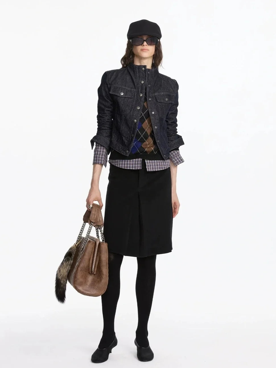 Pleated Wool Blend Midi Skirt