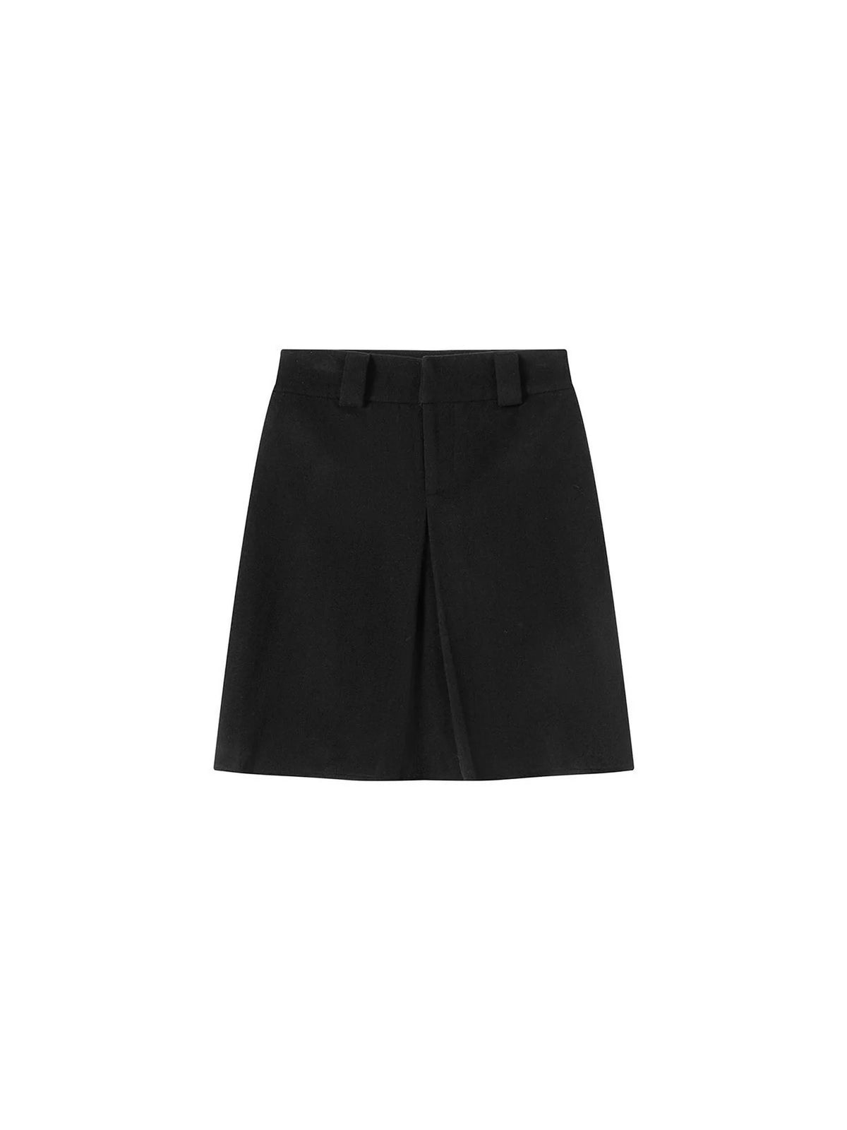Pleated Wool Blend Midi Skirt