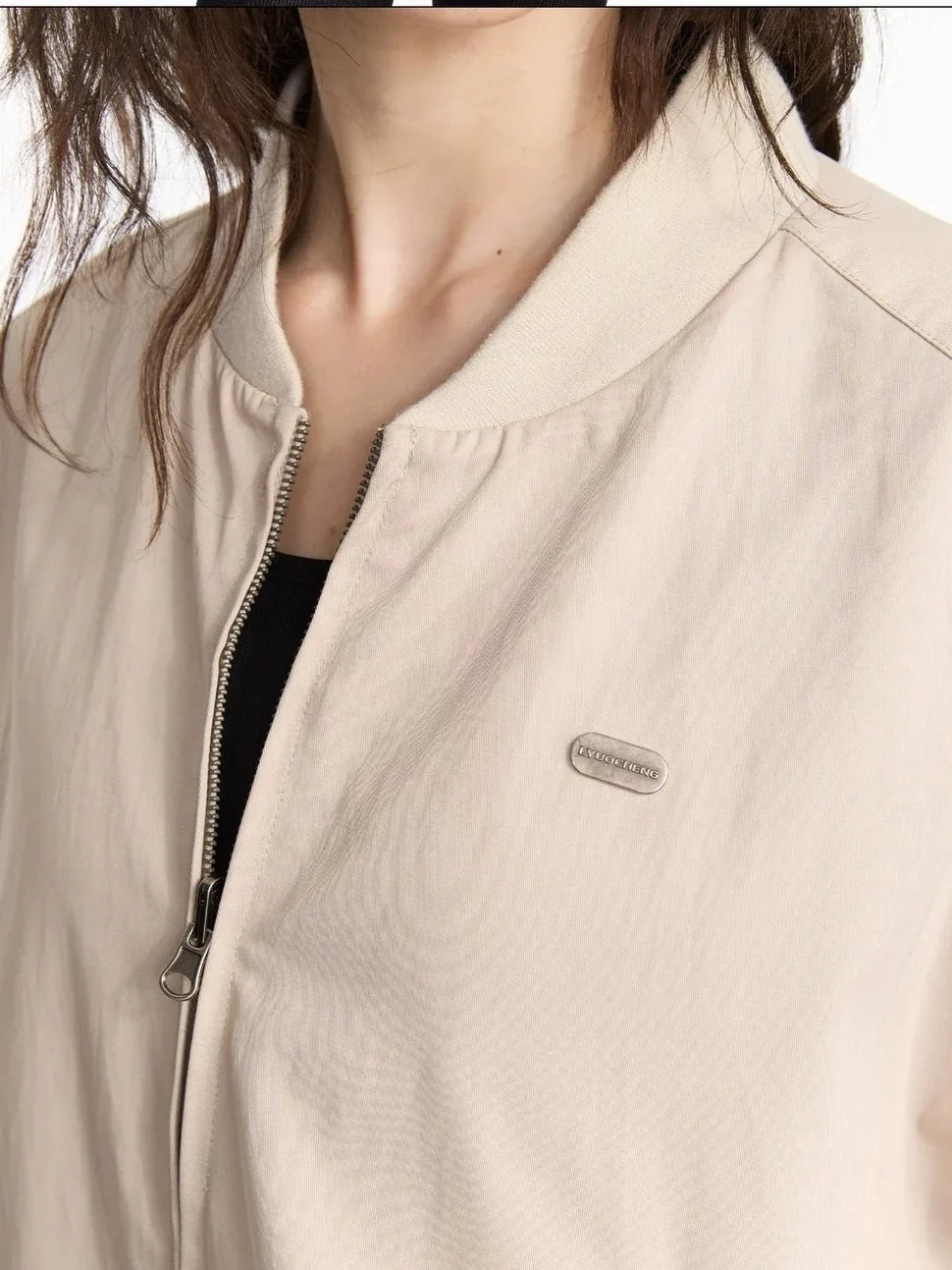 Reversible Plaid Baseball Jacket In Khaki And Purple