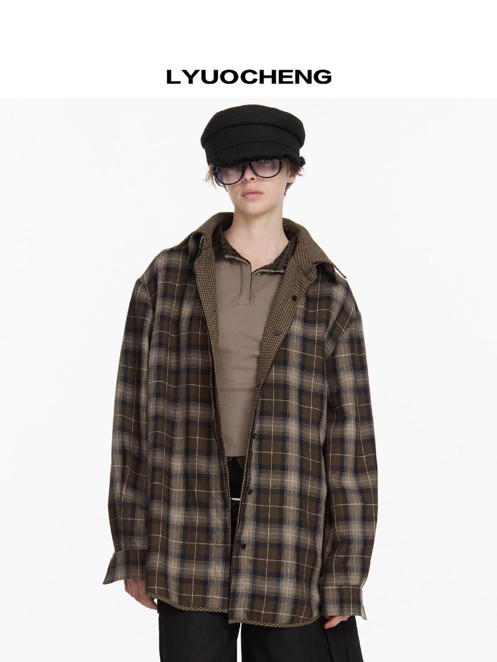 Reversible Plaid Shirt With Dual Pattern