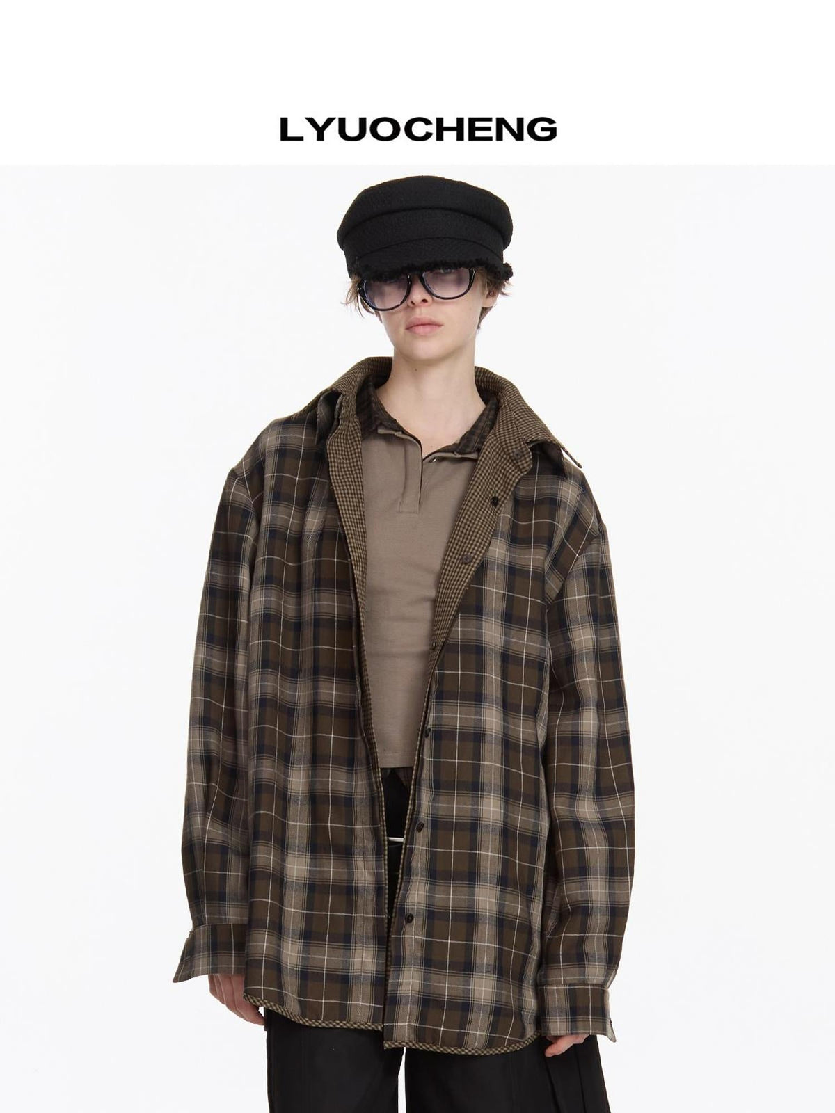 Reversible Plaid Shirt With Dual Pattern