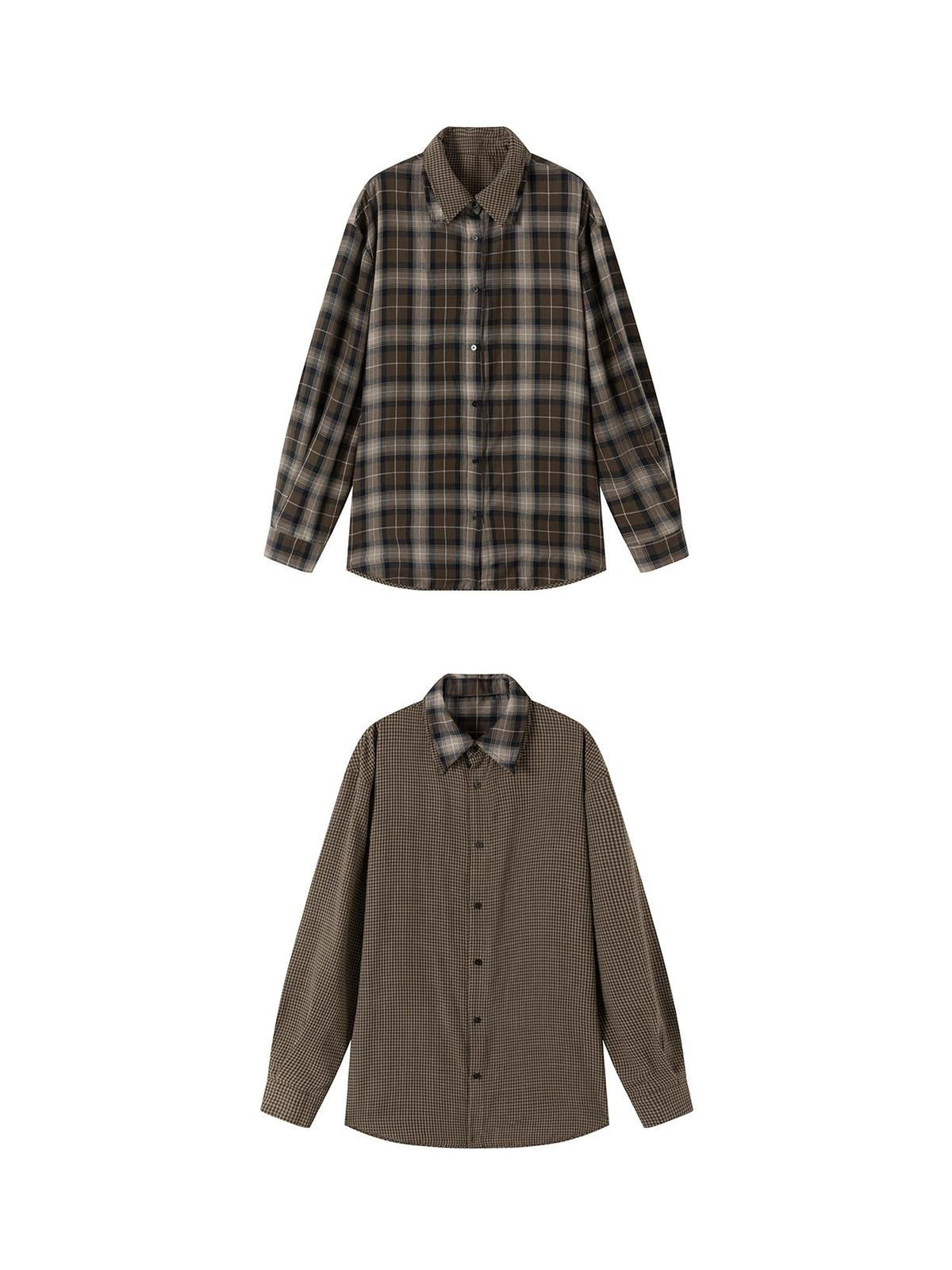 Reversible Plaid Shirt With Dual Pattern