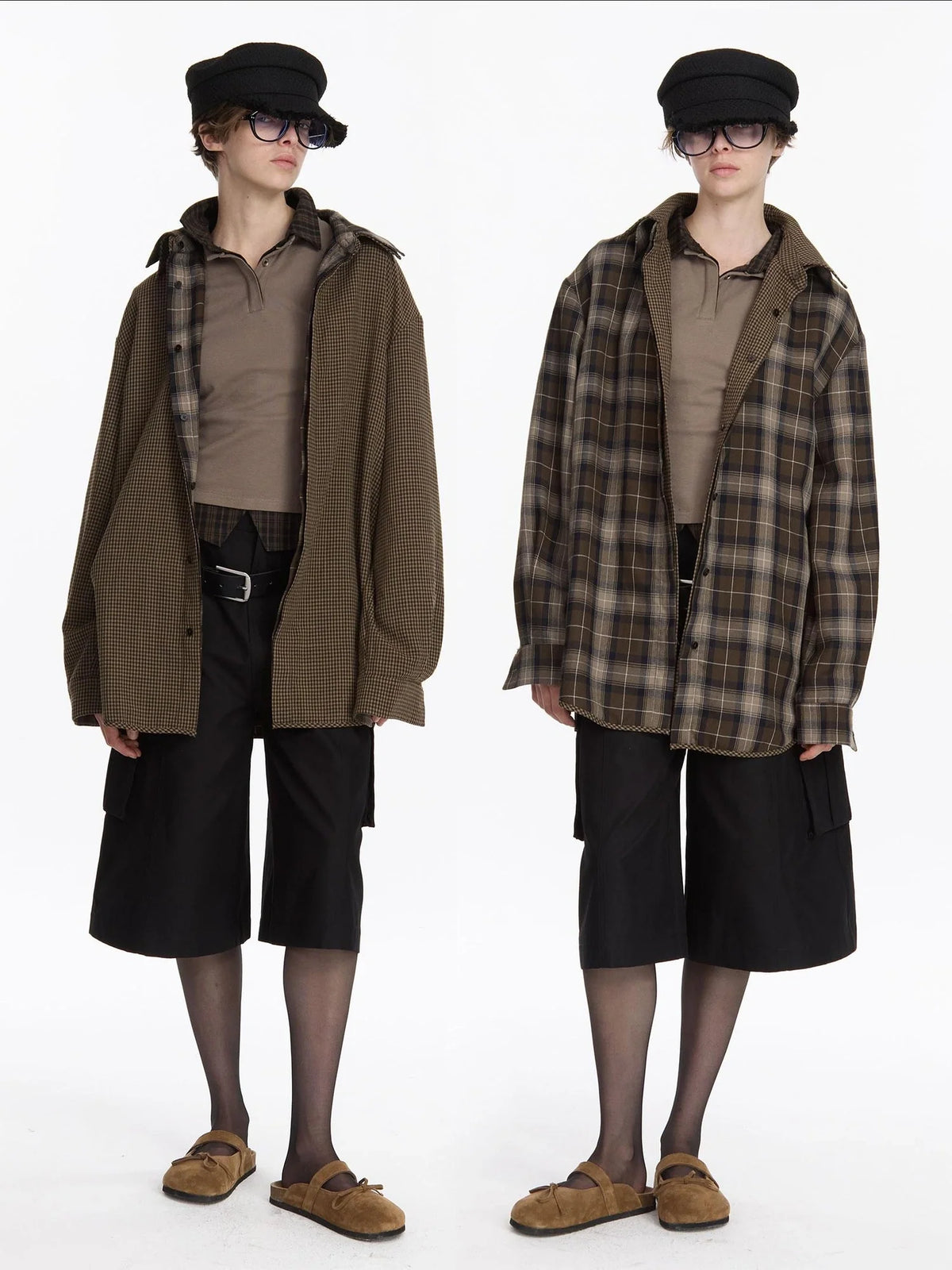 Reversible Plaid Shirt With Dual Pattern