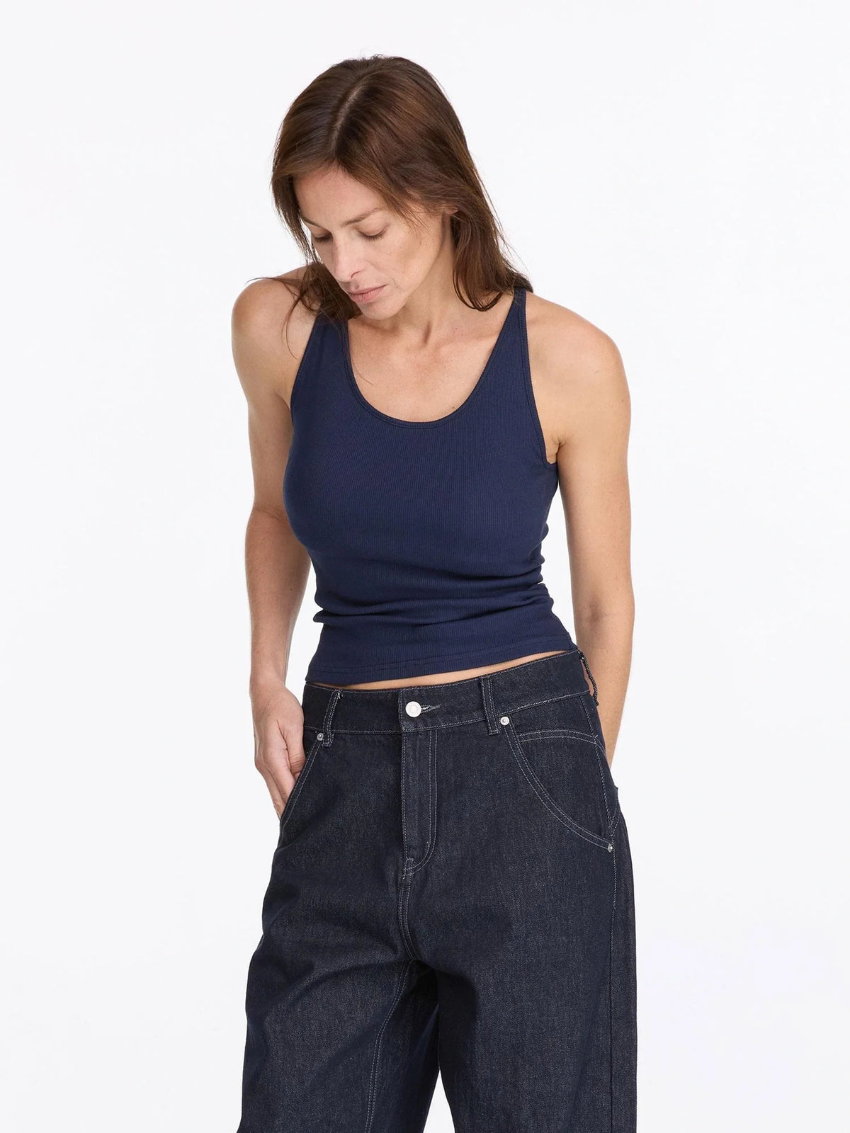 Ribbed Tank Top With Built In Bra