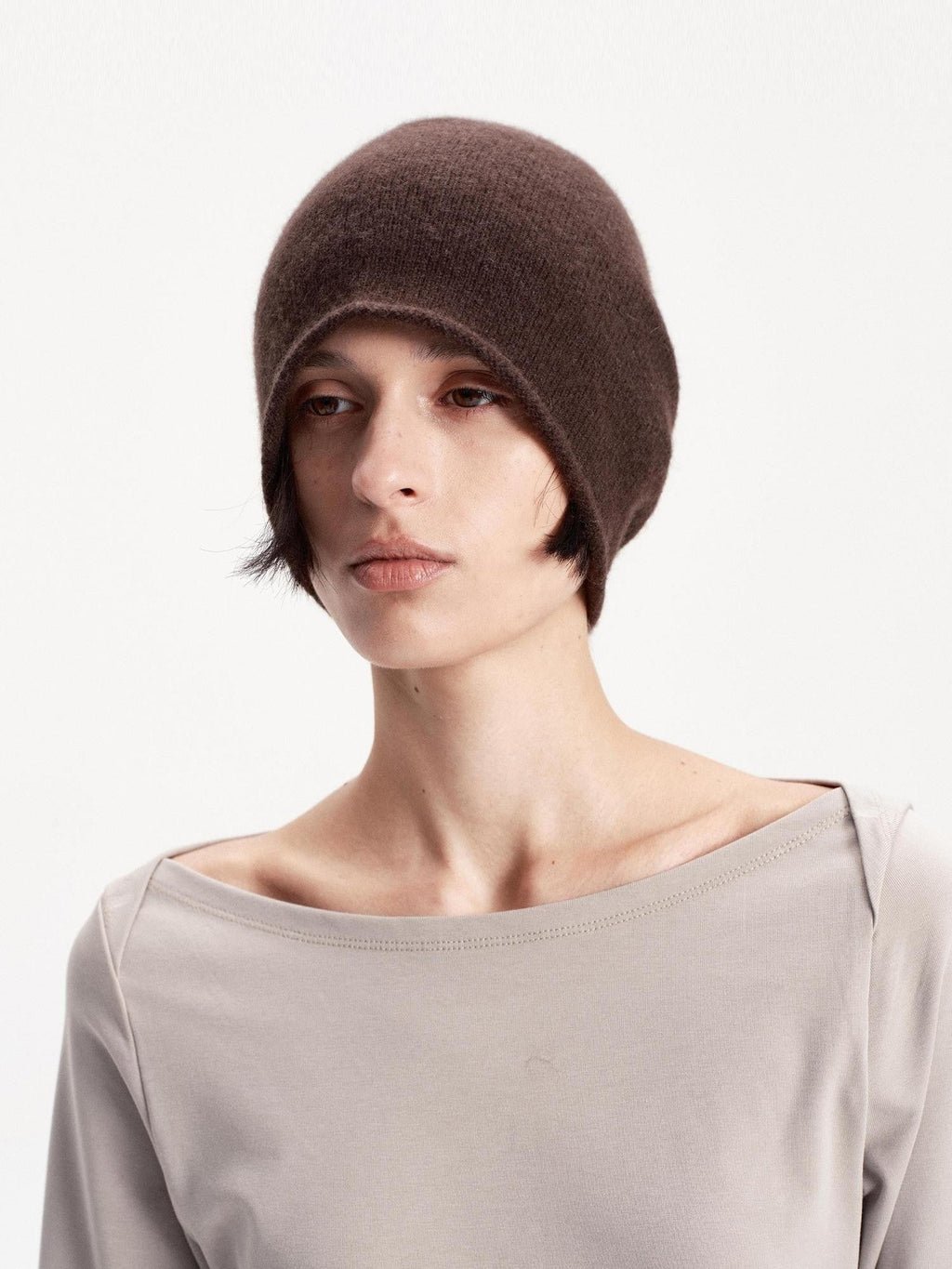 Solid Color Round Top Cashmere Wool Blend Women's Knit Beanies