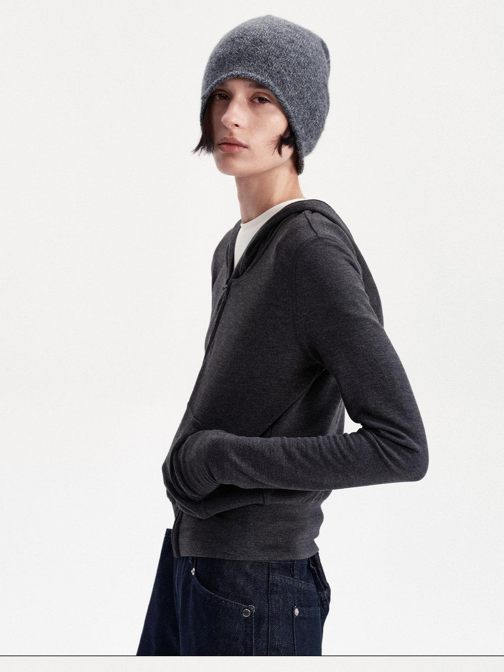 Solid Color Round Top Cashmere Wool Blend Women's Knit Beanies