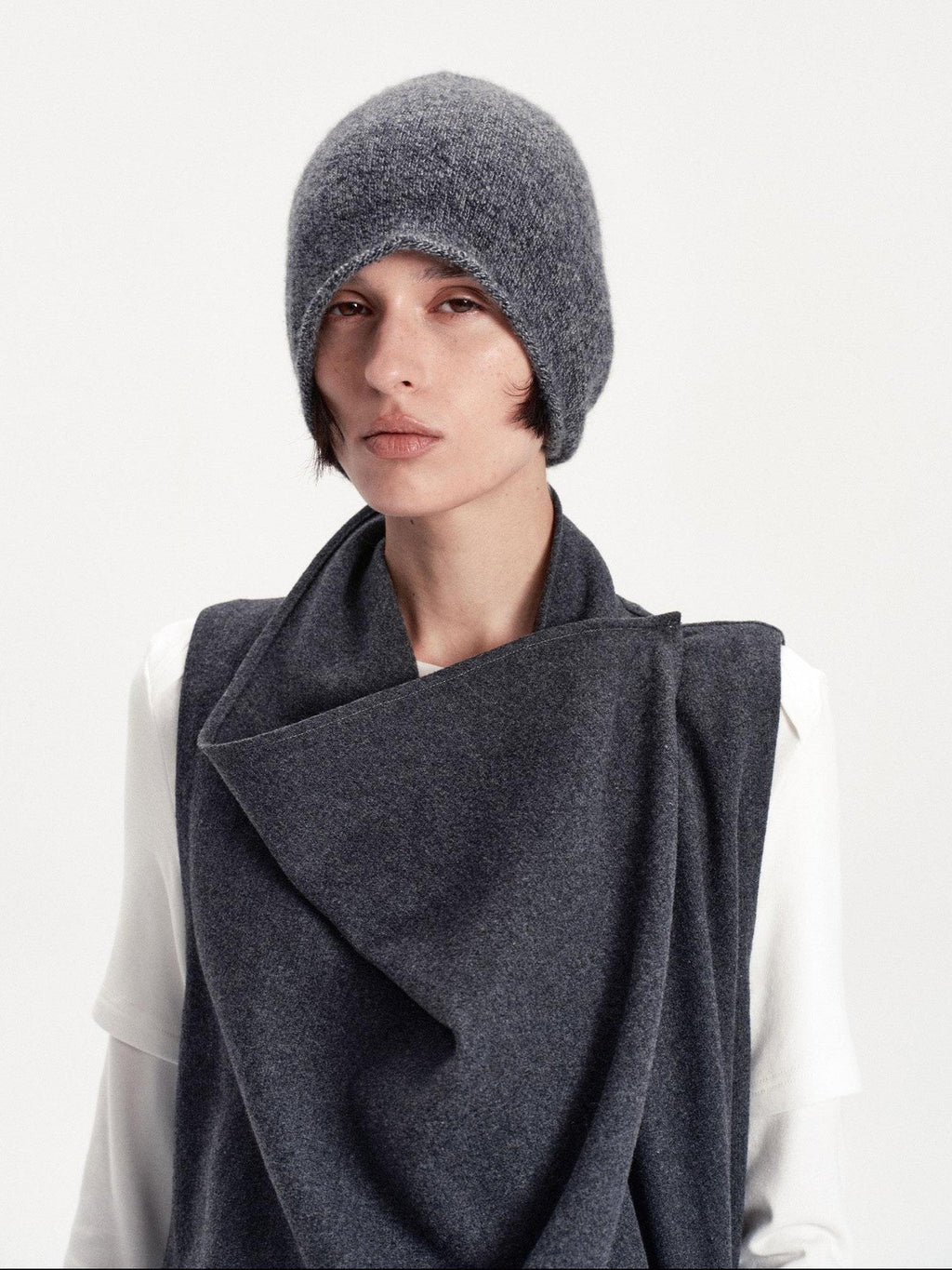 Solid Color Round Top Cashmere Wool Blend Women's Knit Beanies