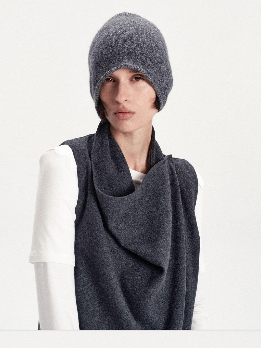 Solid Color Round Top Cashmere Wool Blend Women's Knit Beanies