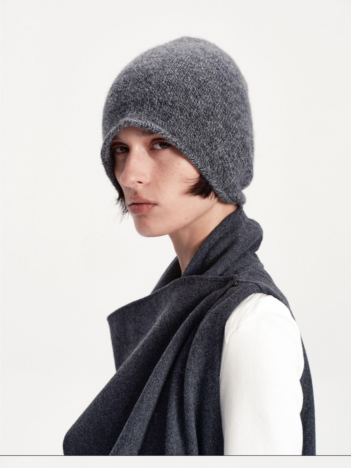 Solid Color Round Top Cashmere Wool Blend Women's Knit Beanies