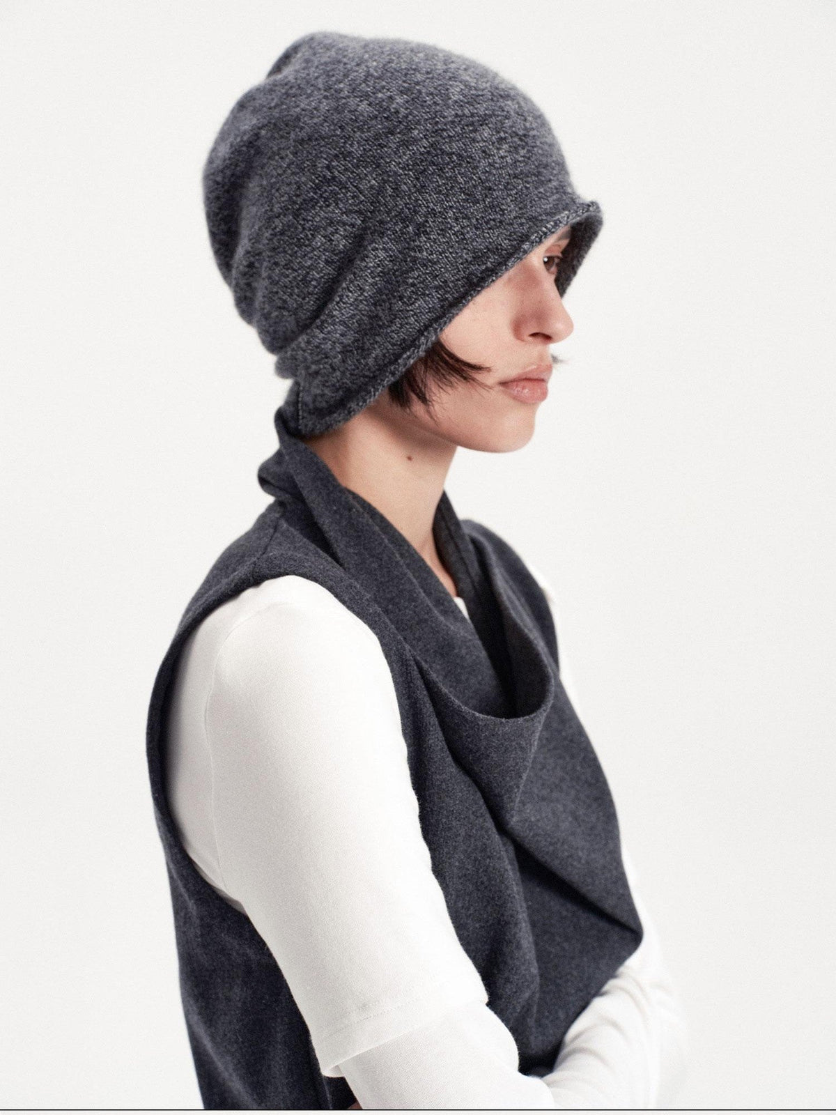 Solid Color Round Top Cashmere Wool Blend Women's Knit Beanies