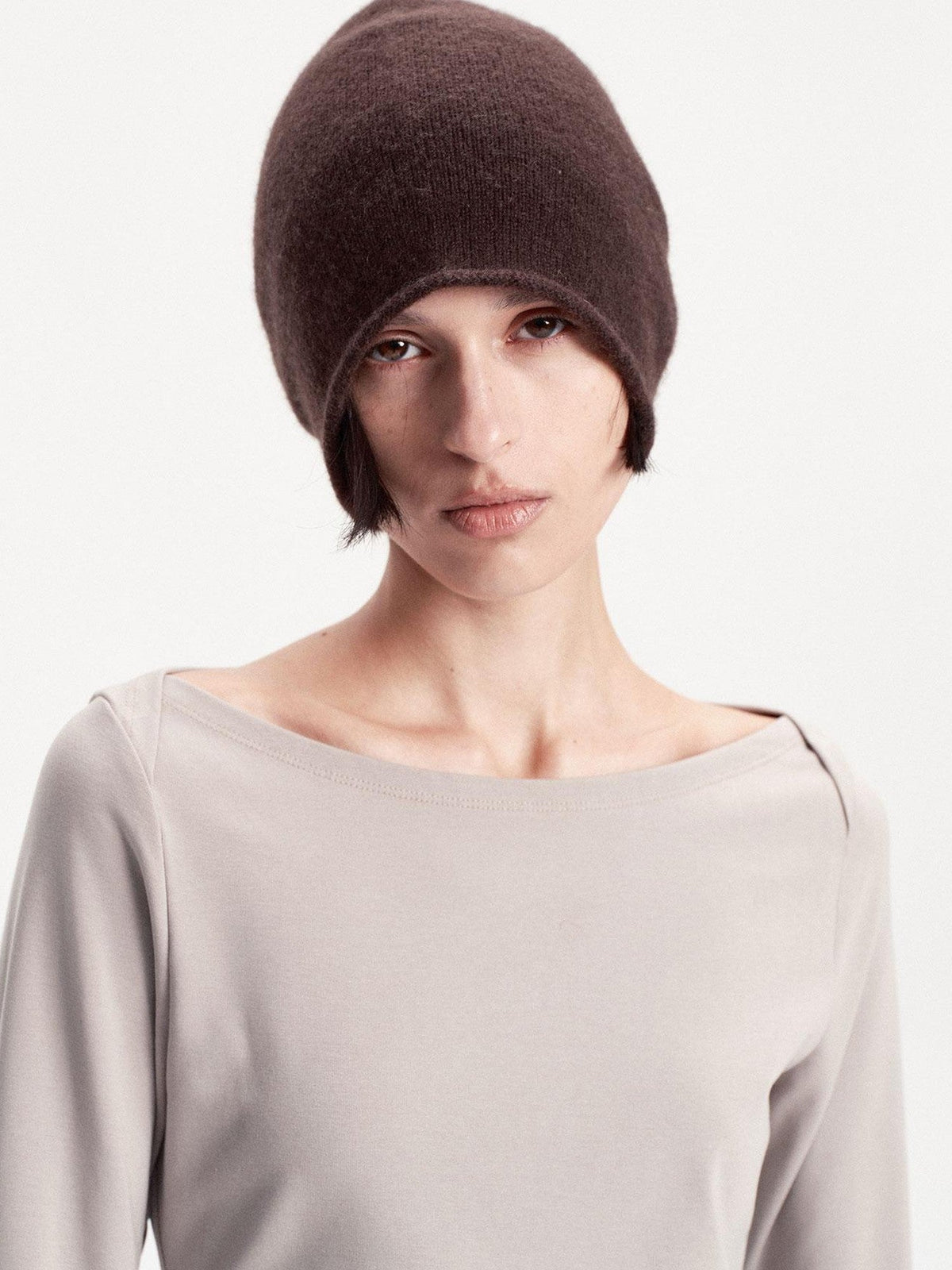 Solid Color Round Top Cashmere Wool Blend Women's Knit Beanies