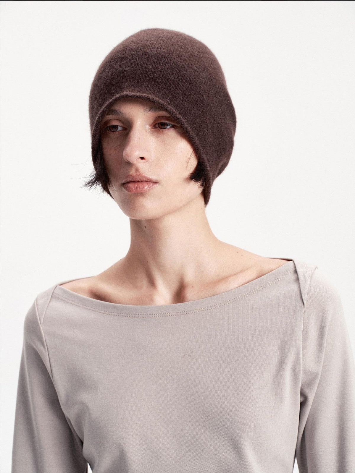 Solid Color Round Top Cashmere Wool Blend Women's Knit Beanies