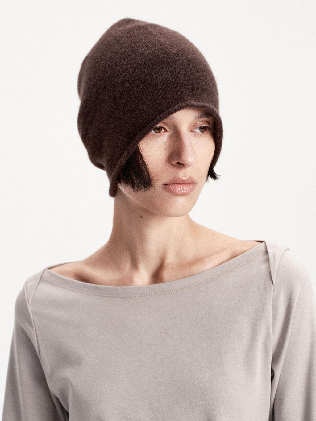 Solid Color Round Top Cashmere Wool Blend Women's Knit Beanies
