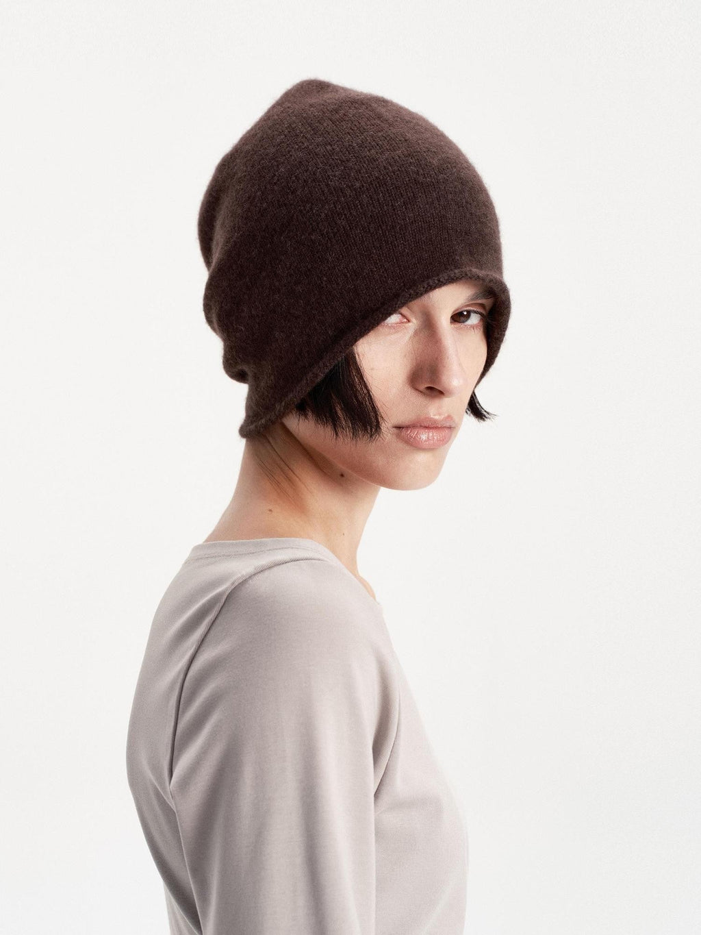 Solid Color Round Top Cashmere Wool Blend Women's Knit Beanies