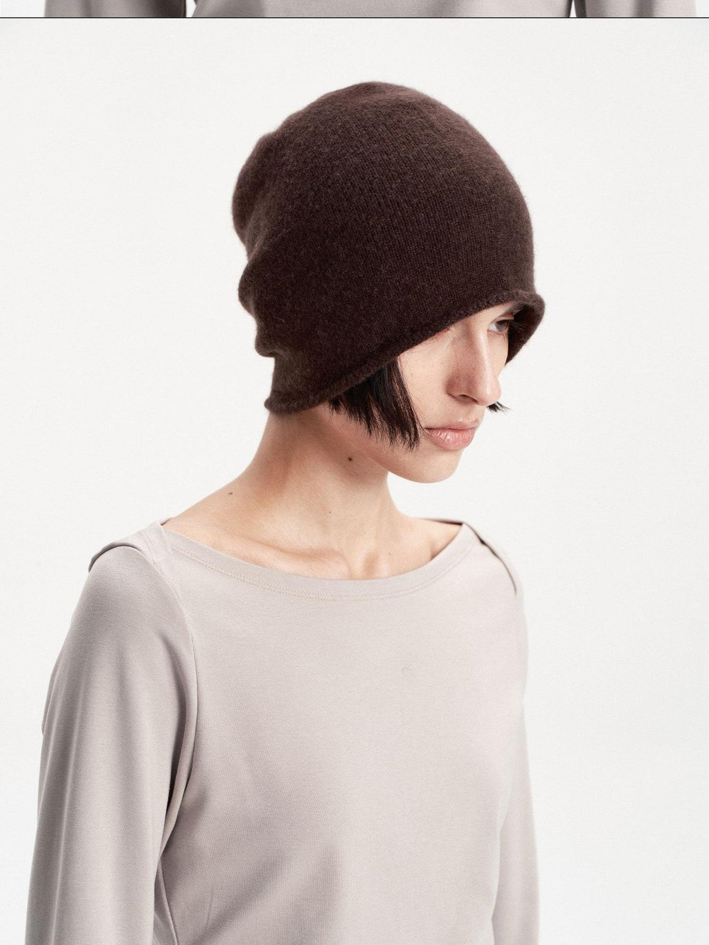 Solid Color Round Top Cashmere Wool Blend Women's Knit Beanies