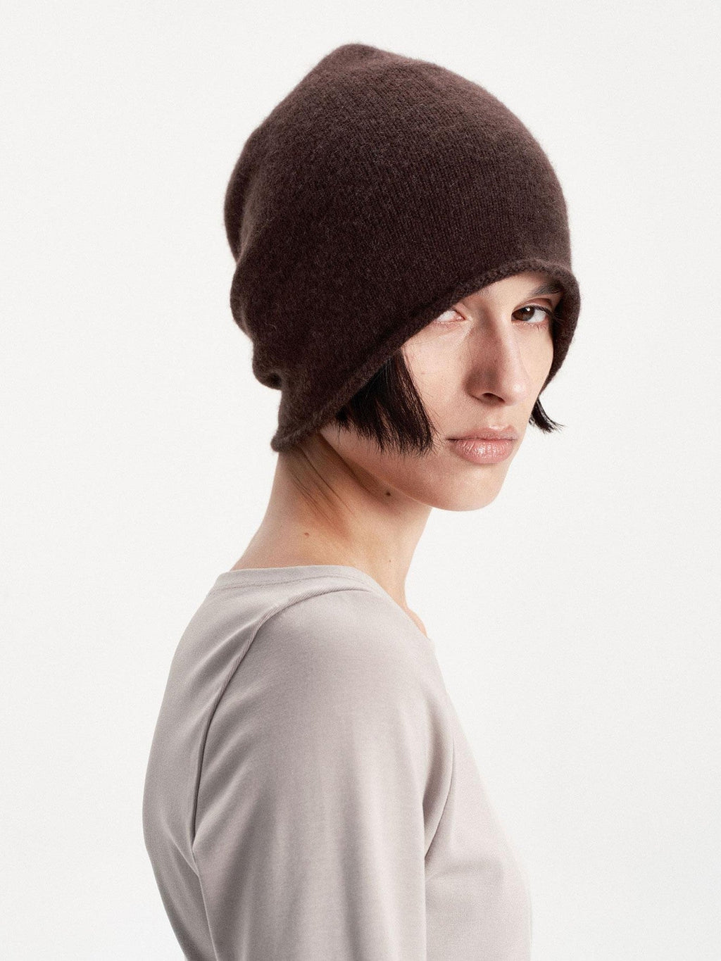Solid Color Round Top Cashmere Wool Blend Women's Knit Beanies