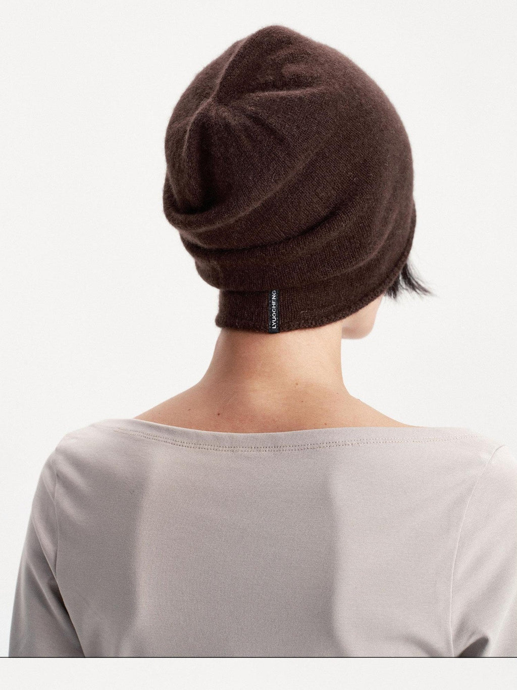 Solid Color Round Top Cashmere Wool Blend Women's Knit Beanies