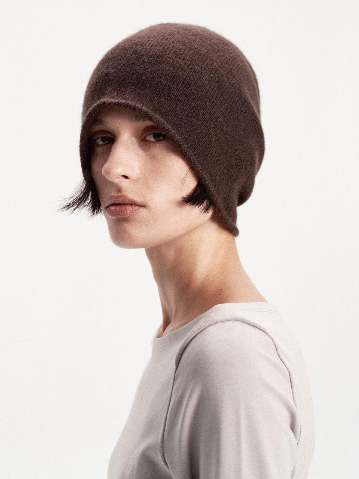 Solid Color Round Top Cashmere Wool Blend Women's Knit Beanies
