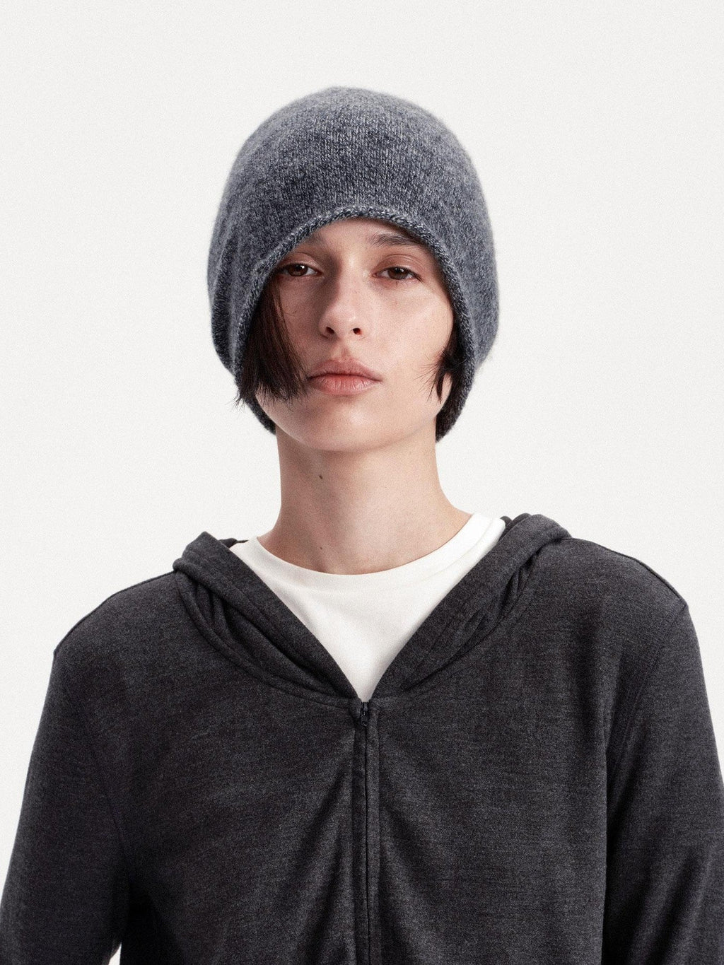 Solid Color Round Top Cashmere Wool Blend Women's Knit Beanies