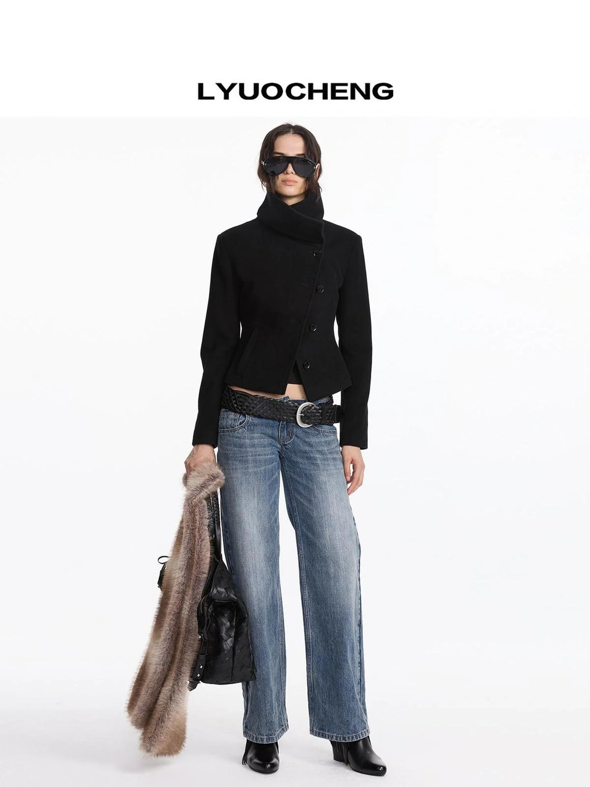 Stonewashed Straight Leg Low Rise Jeans