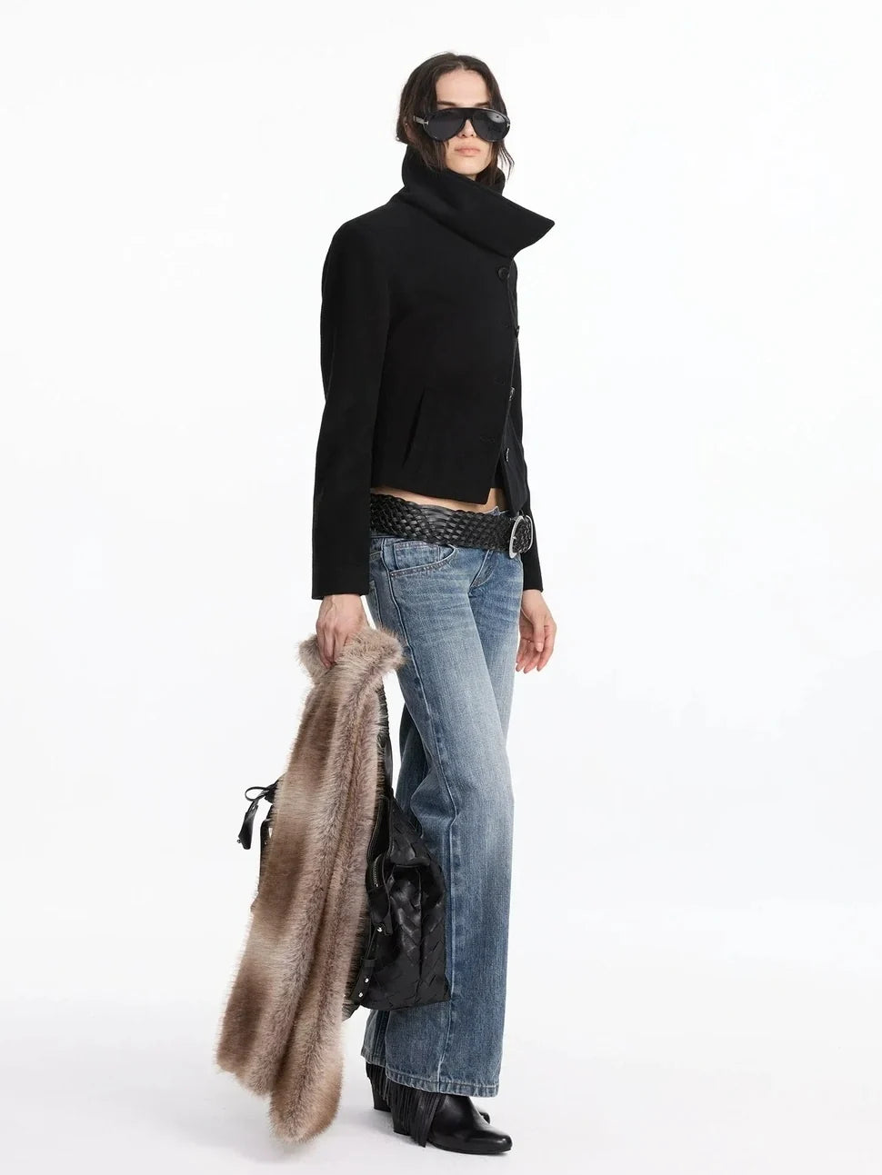 Stonewashed Straight Leg Low Rise Jeans