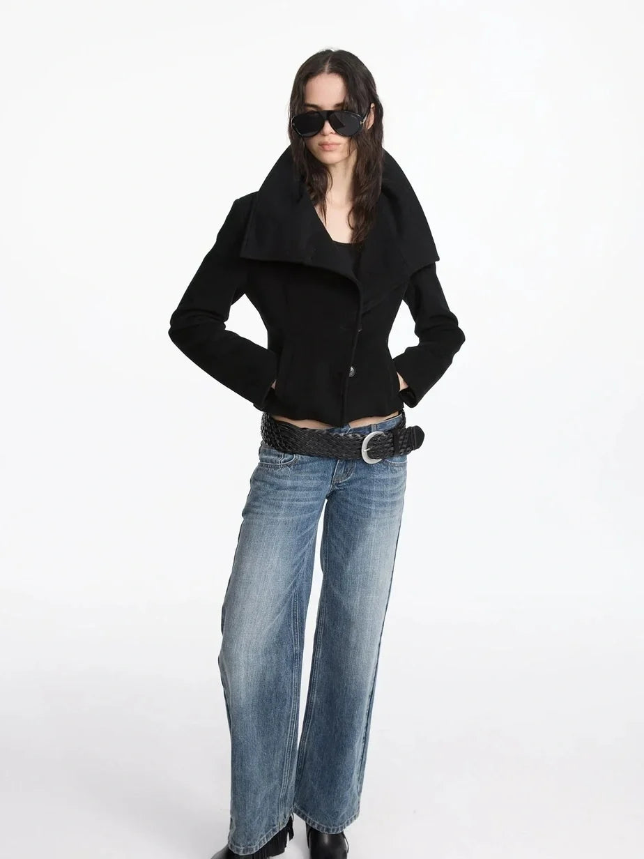 Stonewashed Straight Leg Low Rise Jeans
