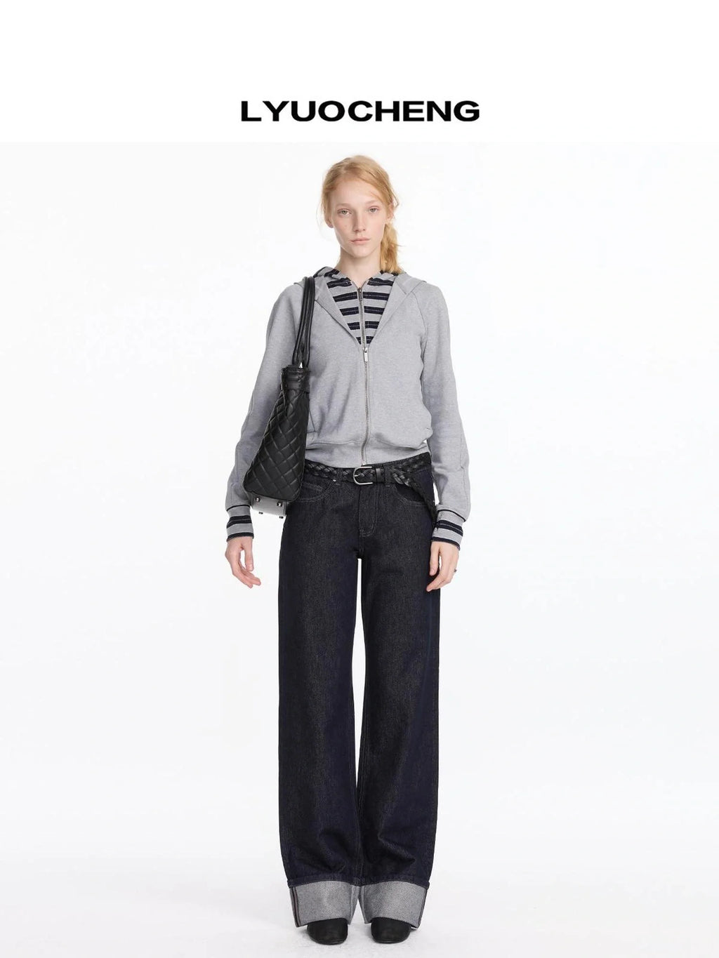 Straight Leg Cuffed Raw Denim Jeans
