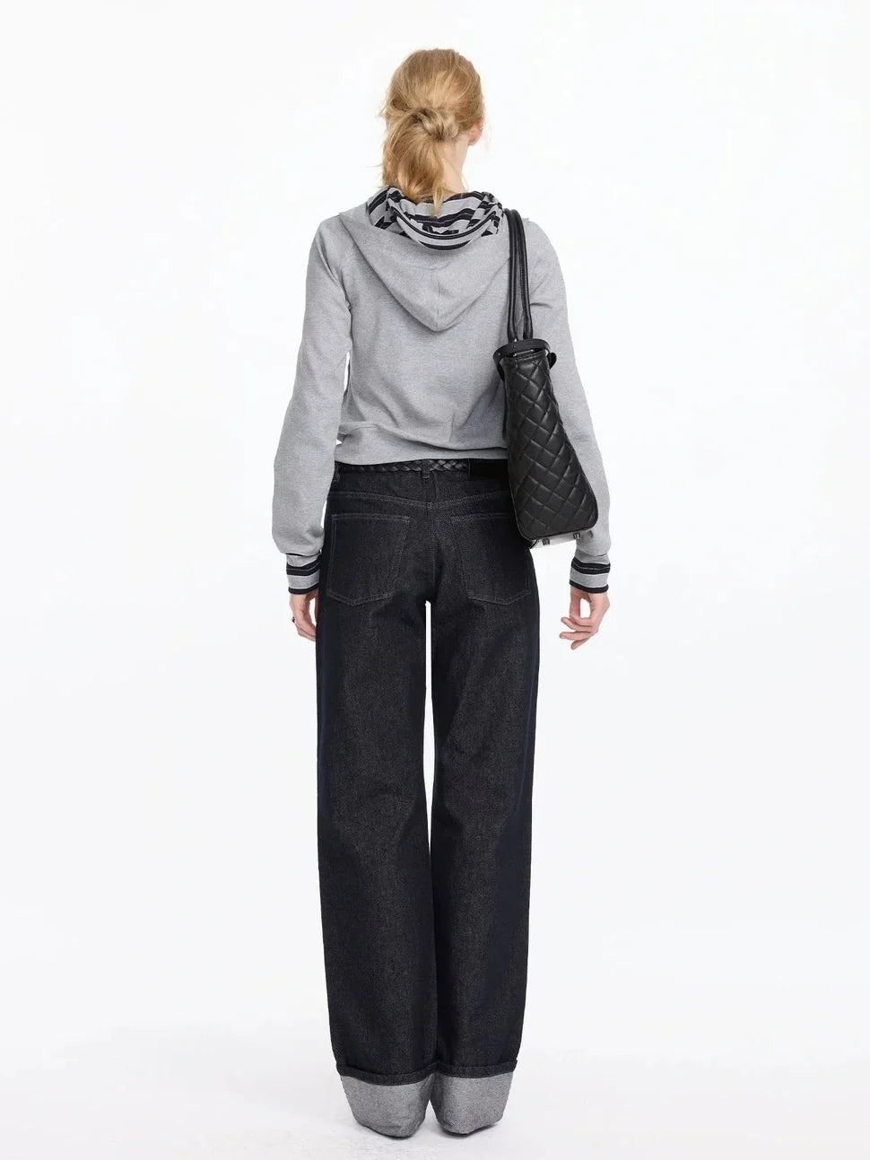 Straight Leg Cuffed Raw Denim Jeans