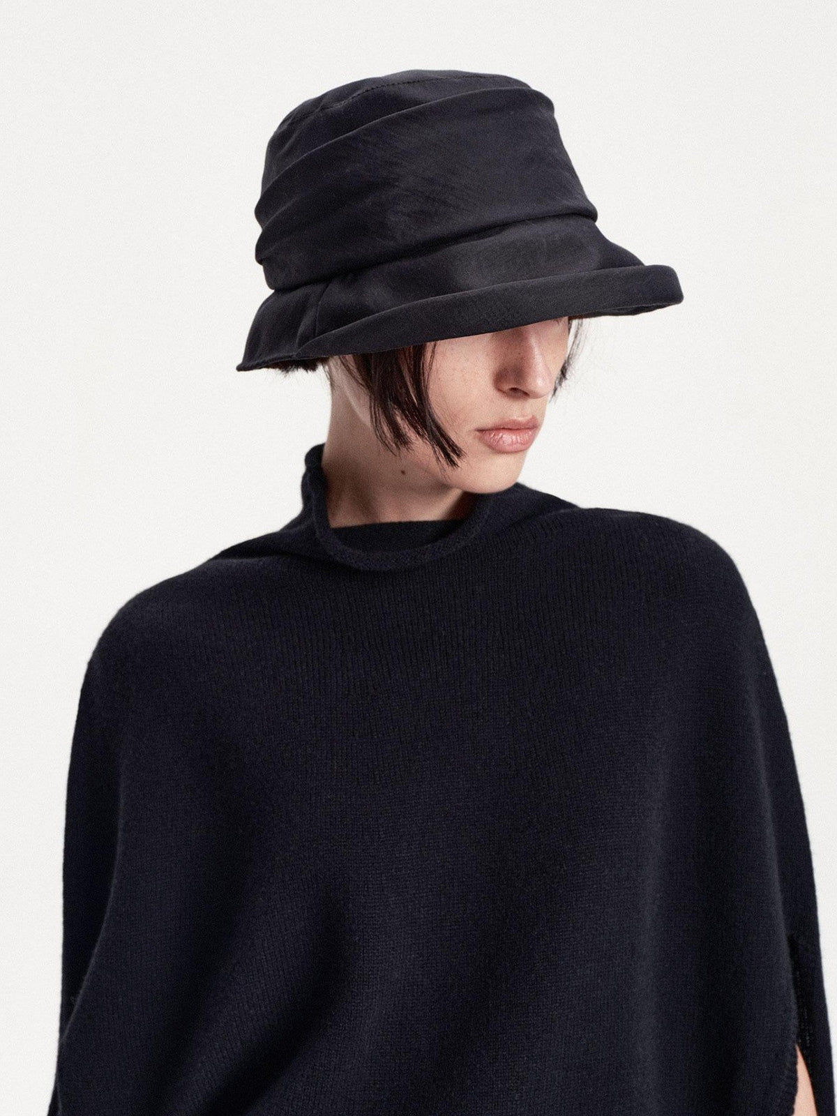 Textured Pleated Wide Brim Bucket Women's Polyester Hats