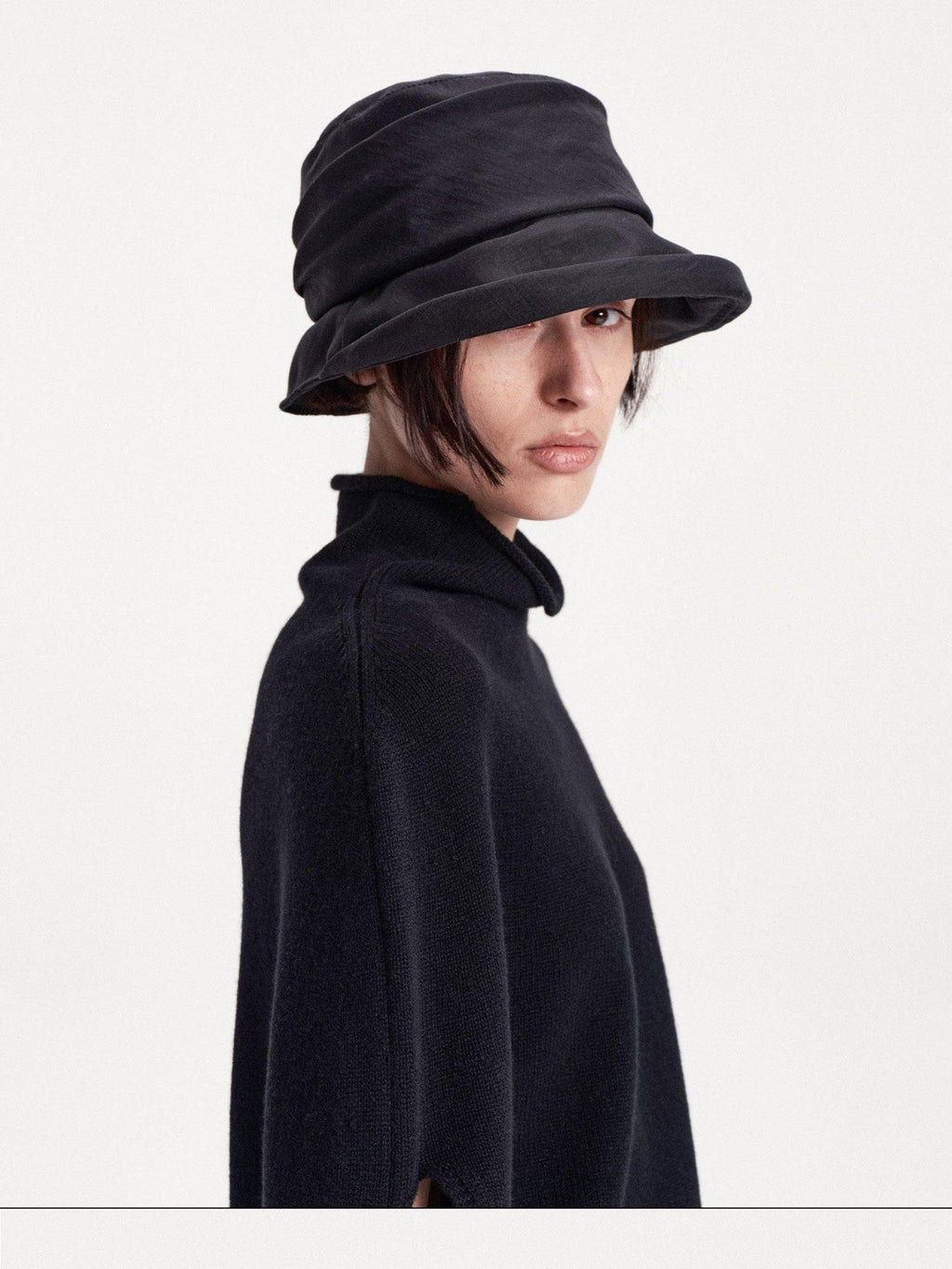 Textured Pleated Wide Brim Bucket Women's Polyester Hats